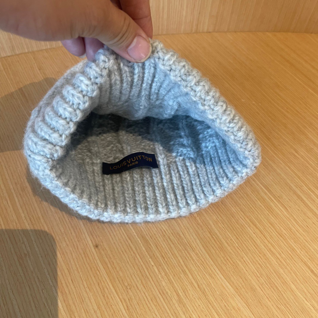 lv路易威登帽子女秋冬毛线帽韩版针织帽大头围帽护耳冬季套头潮加厚帽