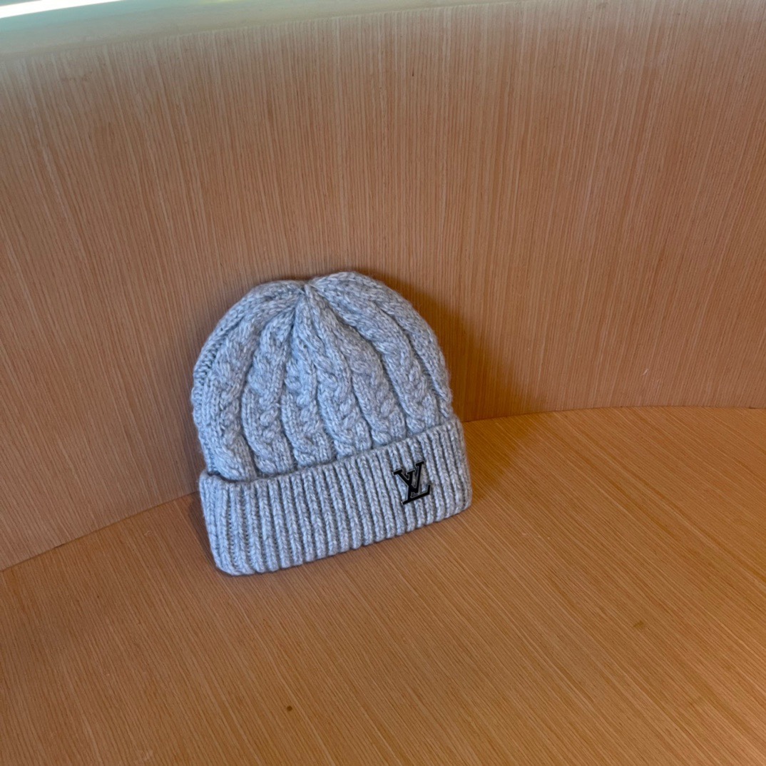 lv路易威登帽子女秋冬毛线帽韩版针织帽大头围帽护耳冬季套头潮加厚帽
