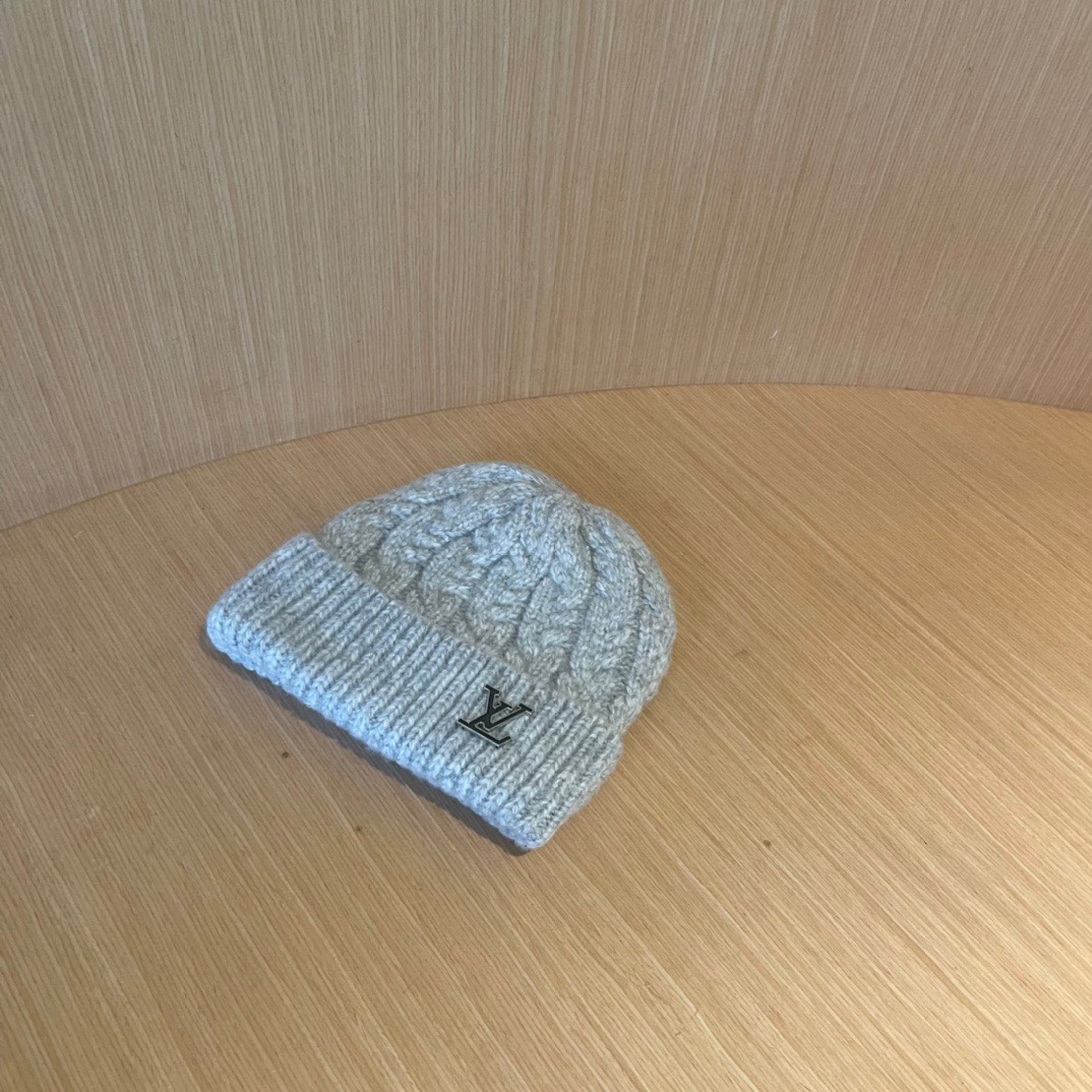 lv路易威登帽子女秋冬毛线帽韩版针织帽大头围帽护耳冬季套头潮加厚帽