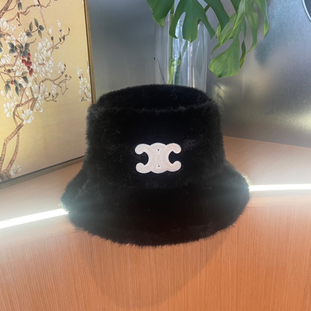 Celine赛琳毛绒女秋冬季渔夫帽水桶盆帽