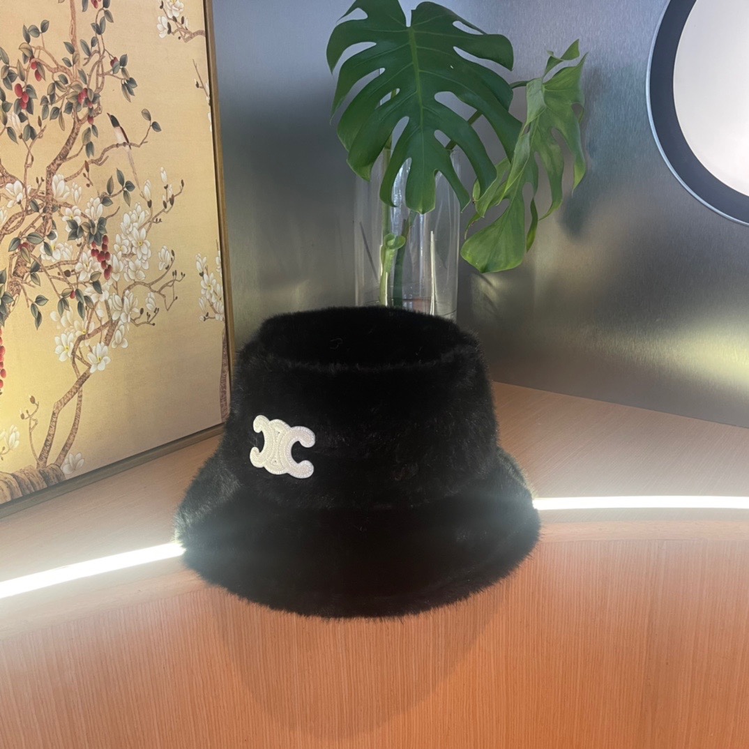 Celine赛琳毛绒女秋冬季渔夫帽水桶盆帽