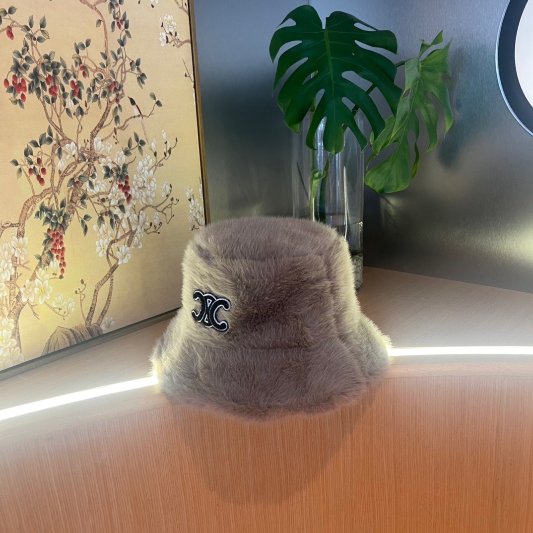 Celine赛琳毛绒女秋冬季渔夫帽水桶盆帽