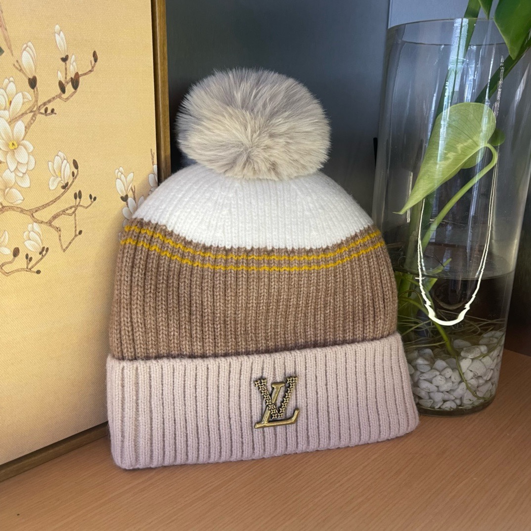  【LV路易威登】秋冬款男女款针织带球毛线帽，大牌设计～秋冬穿搭必备