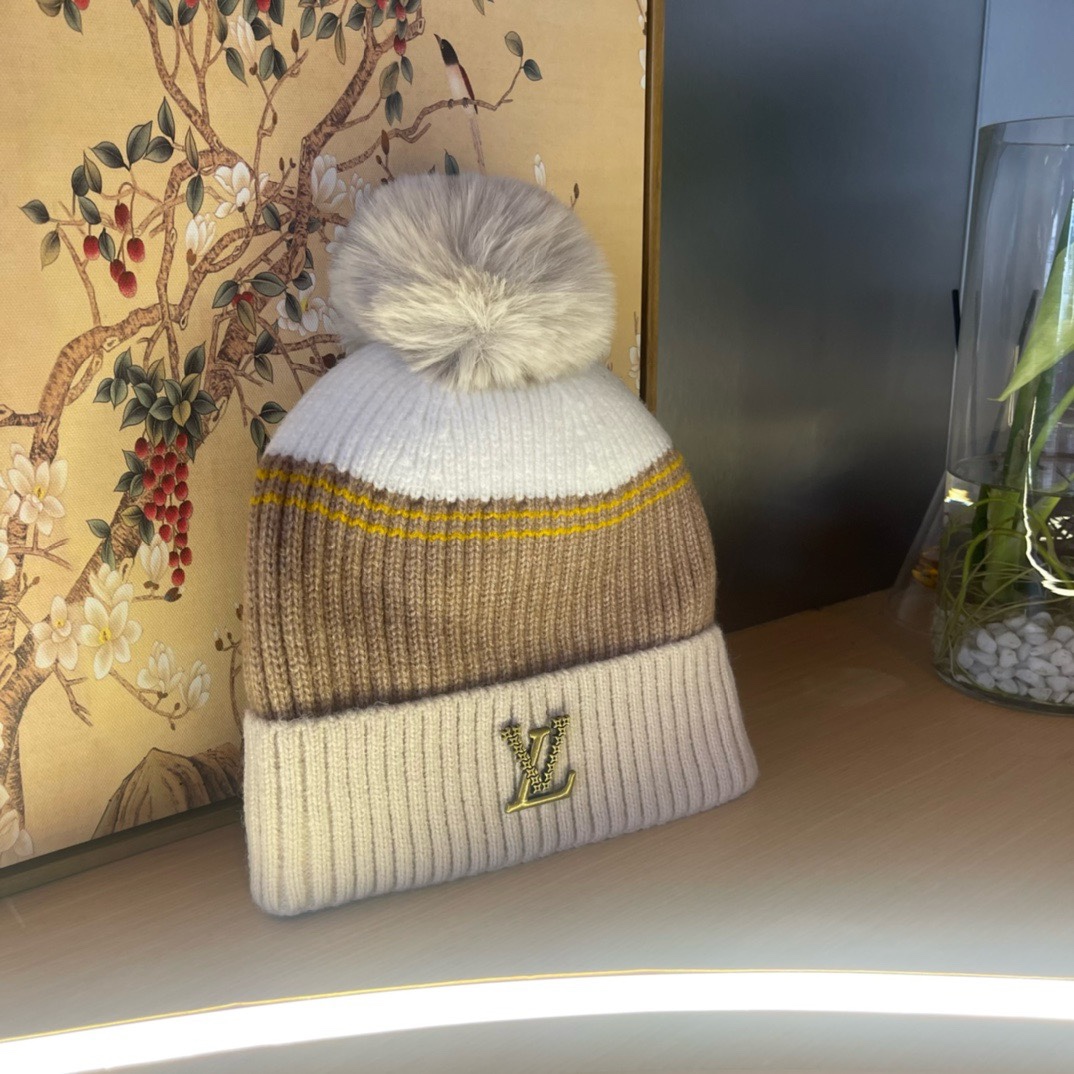  【LV路易威登】秋冬款男女款针织带球毛线帽，大牌设计～秋冬穿搭必备