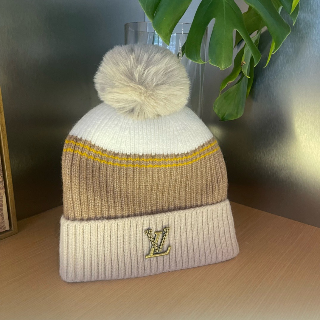  【LV路易威登】秋冬款男女款针织带球毛线帽，大牌设计～秋冬穿搭必备