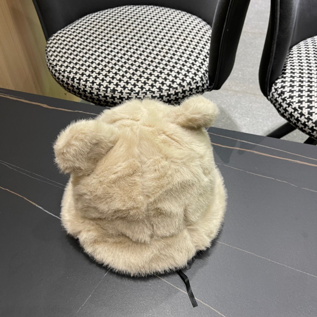 蒙口 moncler 2024冬款小熊加绒渔夫帽女秋冬款大头围时尚百搭显脸小