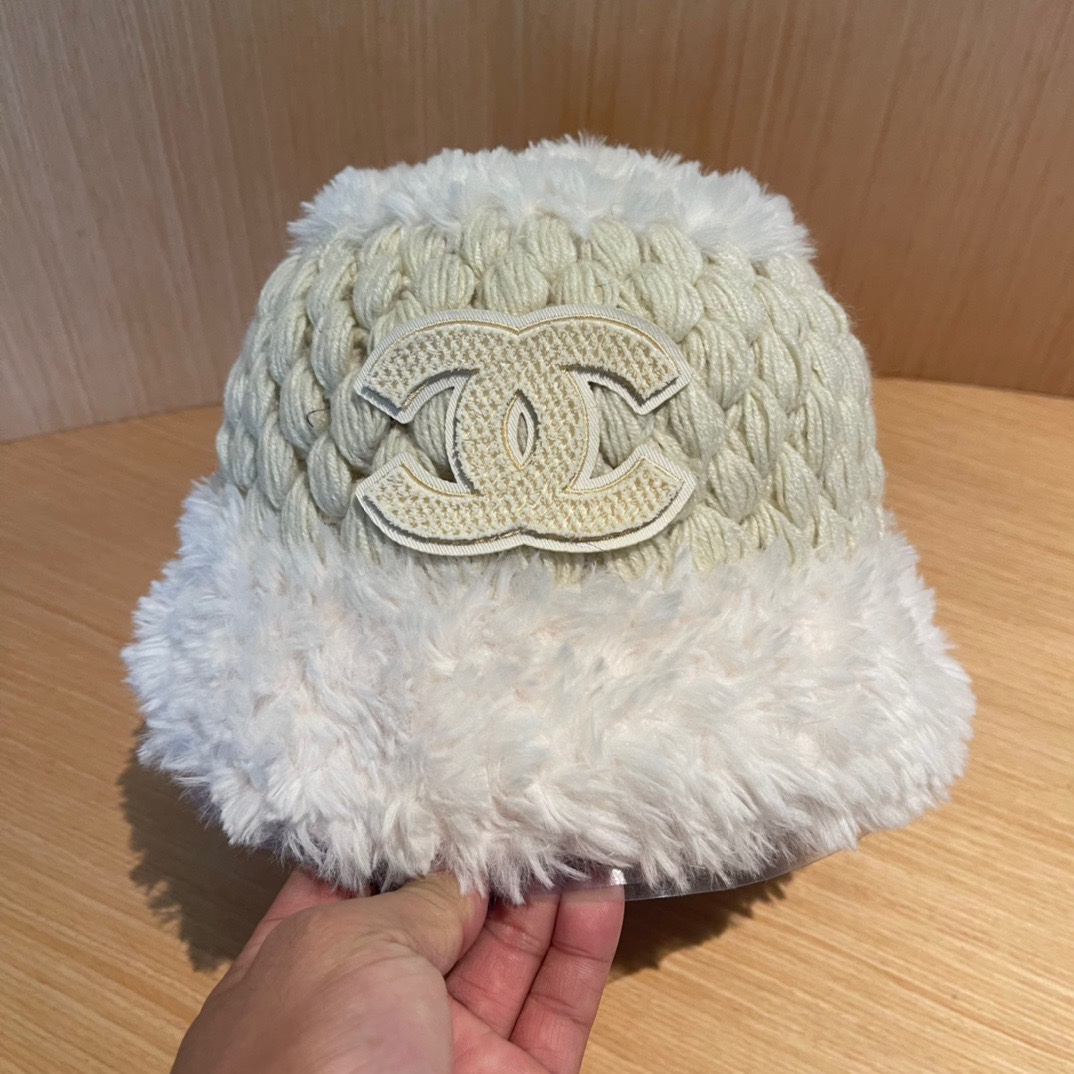 【CHANEL香奈儿】2024新款秋款麻花针织渔夫帽🌈 毛毛盆帽百搭休闲～小香风