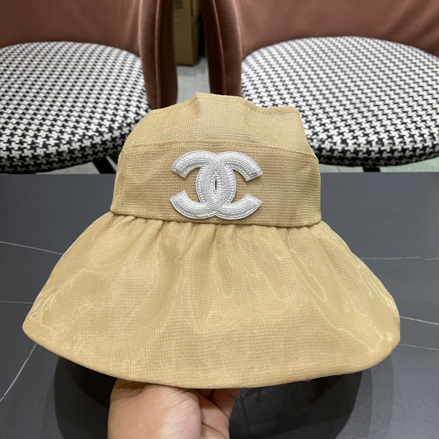 【CHANEL香奈儿】2025新款大帽檐遮阳帽女夏季防晒防紫外线海边空顶帽显脸小太阳帽