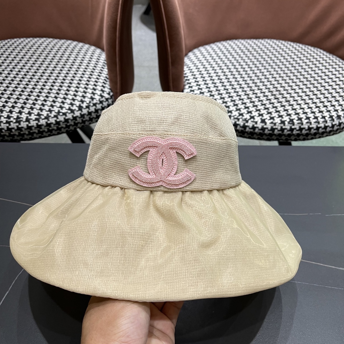 【CHANEL香奈儿】2025新款大帽檐遮阳帽女夏季防晒防紫外线海边空顶帽显脸小太阳帽