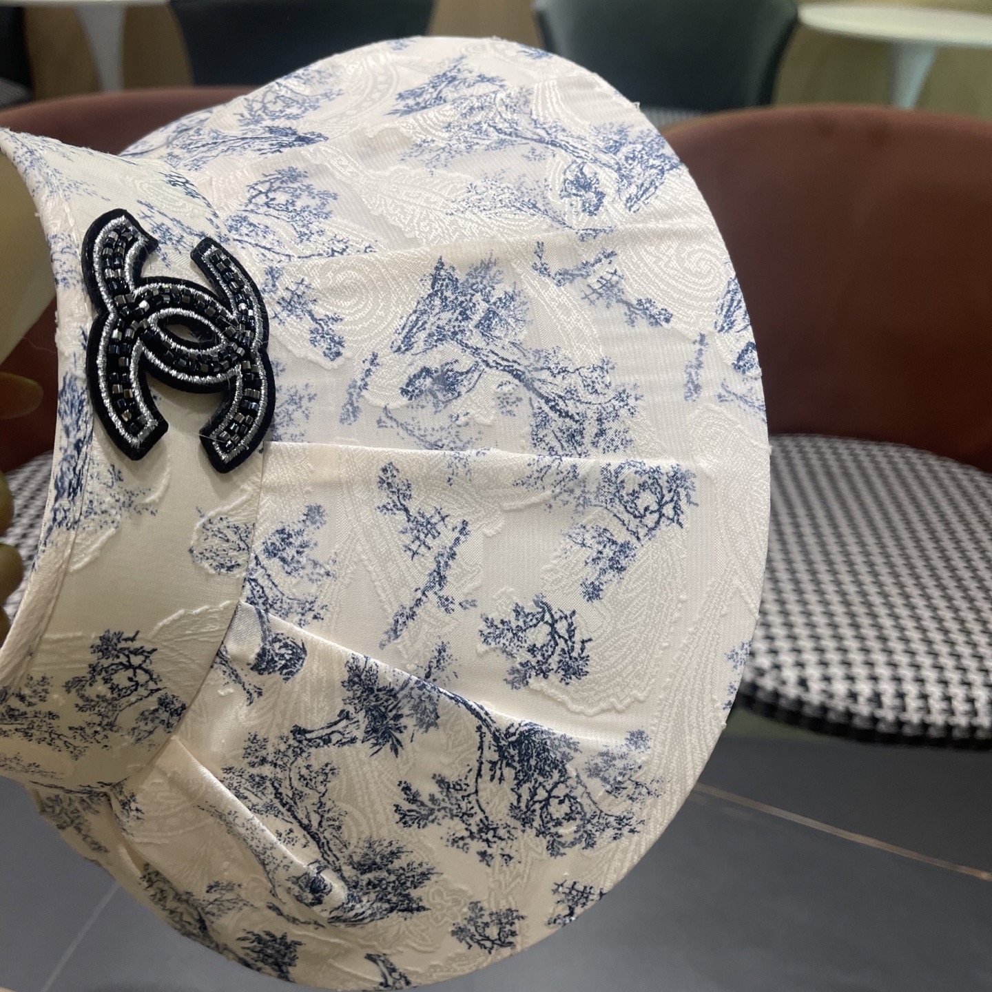 香奈儿Chanel新中式中国风水墨画帽子女夏季空顶帽出游街头防晒帽遮阳太阳帽潮