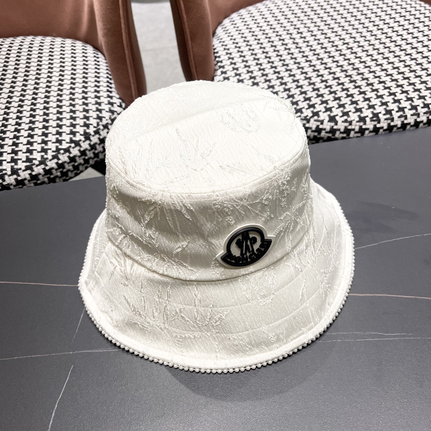 蒙口MONCLER 夏季薄款透气丝光缎面渔夫帽国风花纹日系百搭时尚遞阳帽品脸小潮