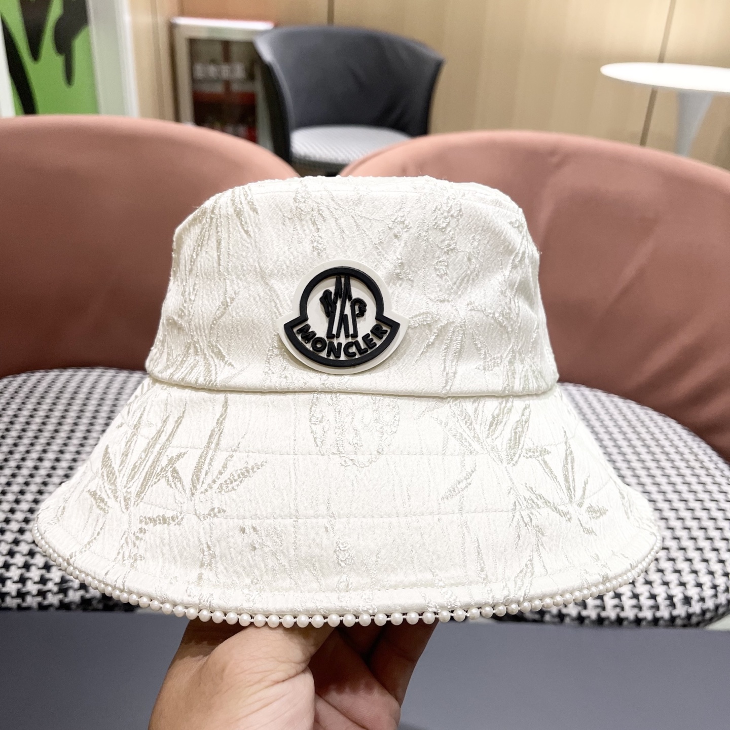 蒙口MONCLER 夏季薄款透气丝光缎面渔夫帽国风花纹日系百搭时尚遞阳帽品脸小潮