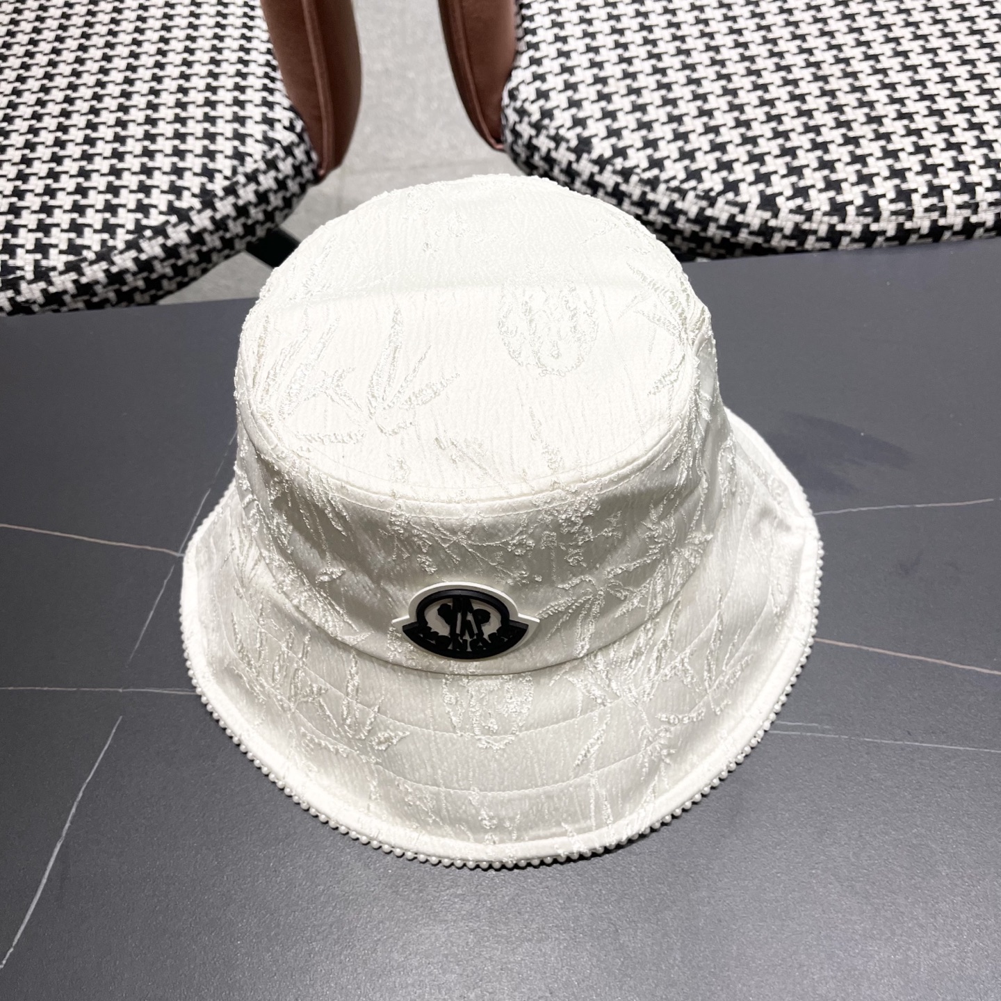 蒙口MONCLER 夏季薄款透气丝光缎面渔夫帽国风花纹日系百搭时尚遞阳帽品脸小潮