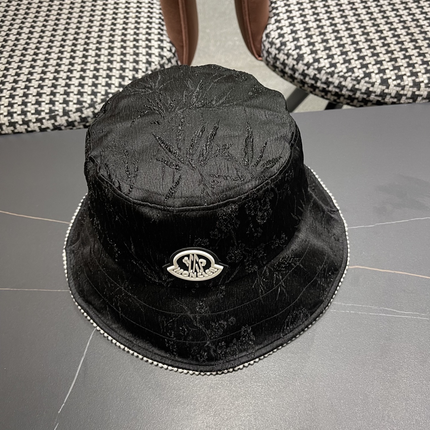 蒙口MONCLER 夏季薄款透气丝光缎面渔夫帽国风花纹日系百搭时尚遞阳帽品脸小潮