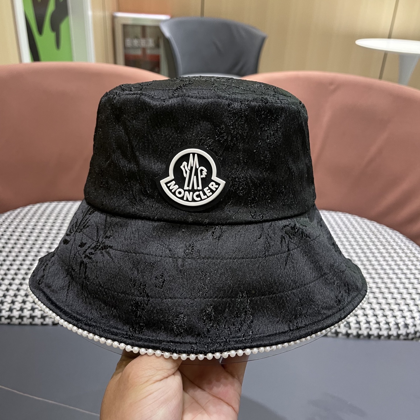 蒙口MONCLER 夏季薄款透气丝光缎面渔夫帽国风花纹日系百搭时尚遞阳帽品脸小潮