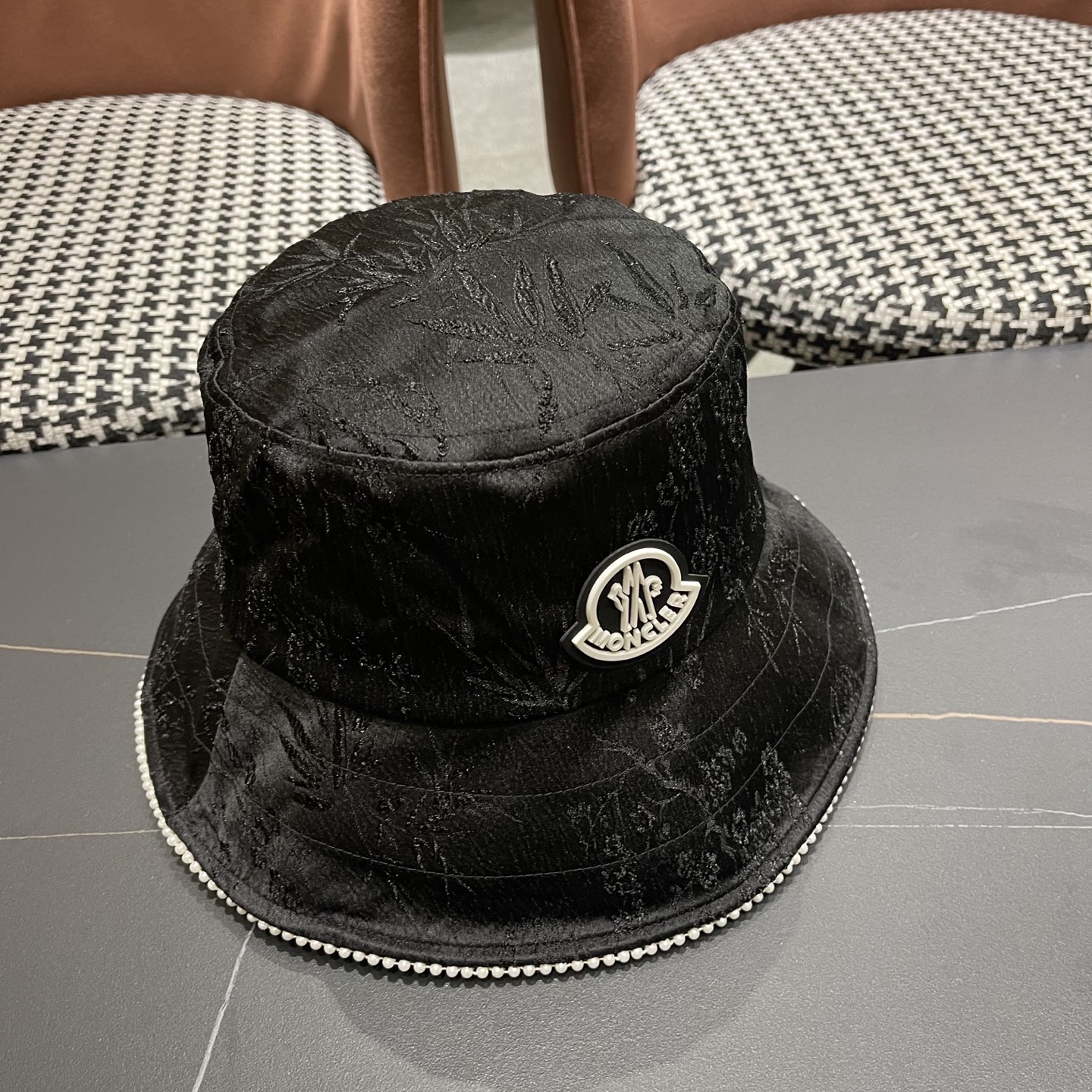 蒙口MONCLER 夏季薄款透气丝光缎面渔夫帽国风花纹日系百搭时尚遞阳帽品脸小潮