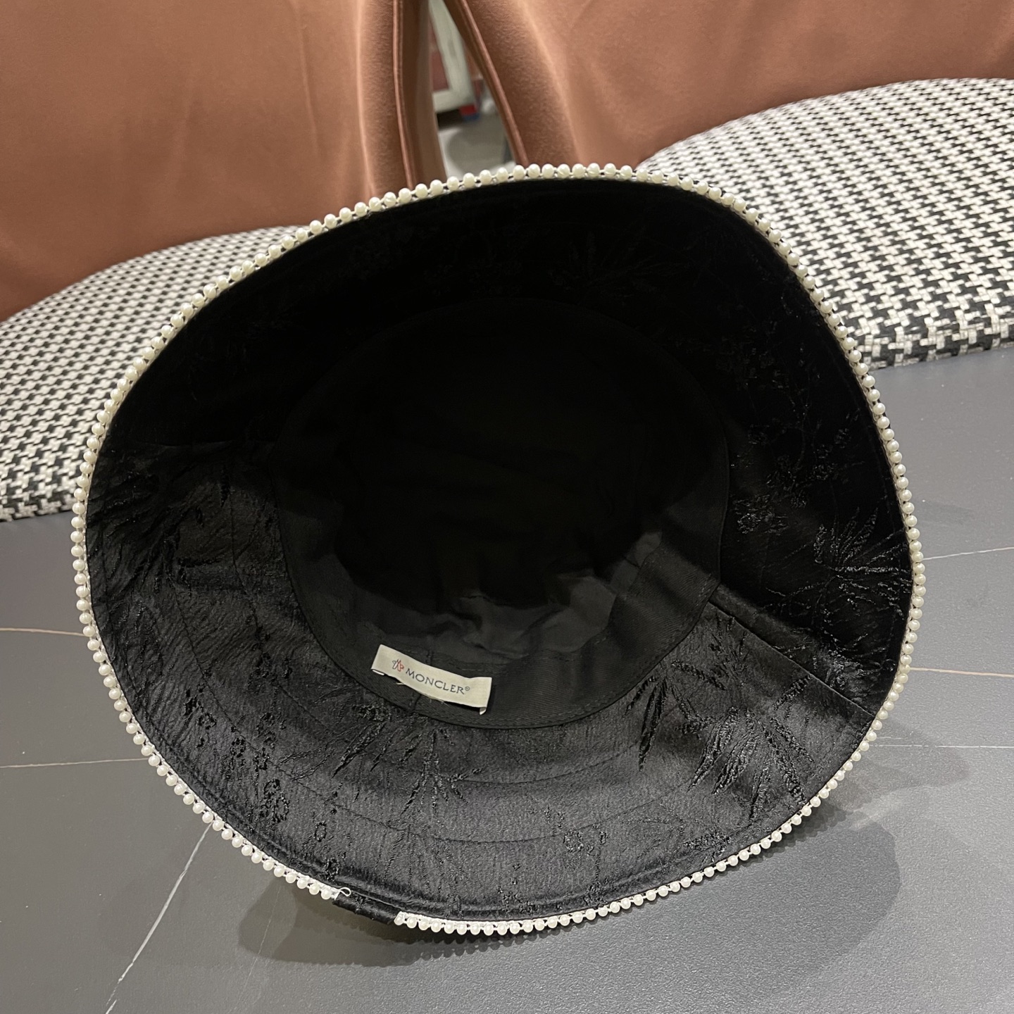 蒙口MONCLER 夏季薄款透气丝光缎面渔夫帽国风花纹日系百搭时尚遞阳帽品脸小潮