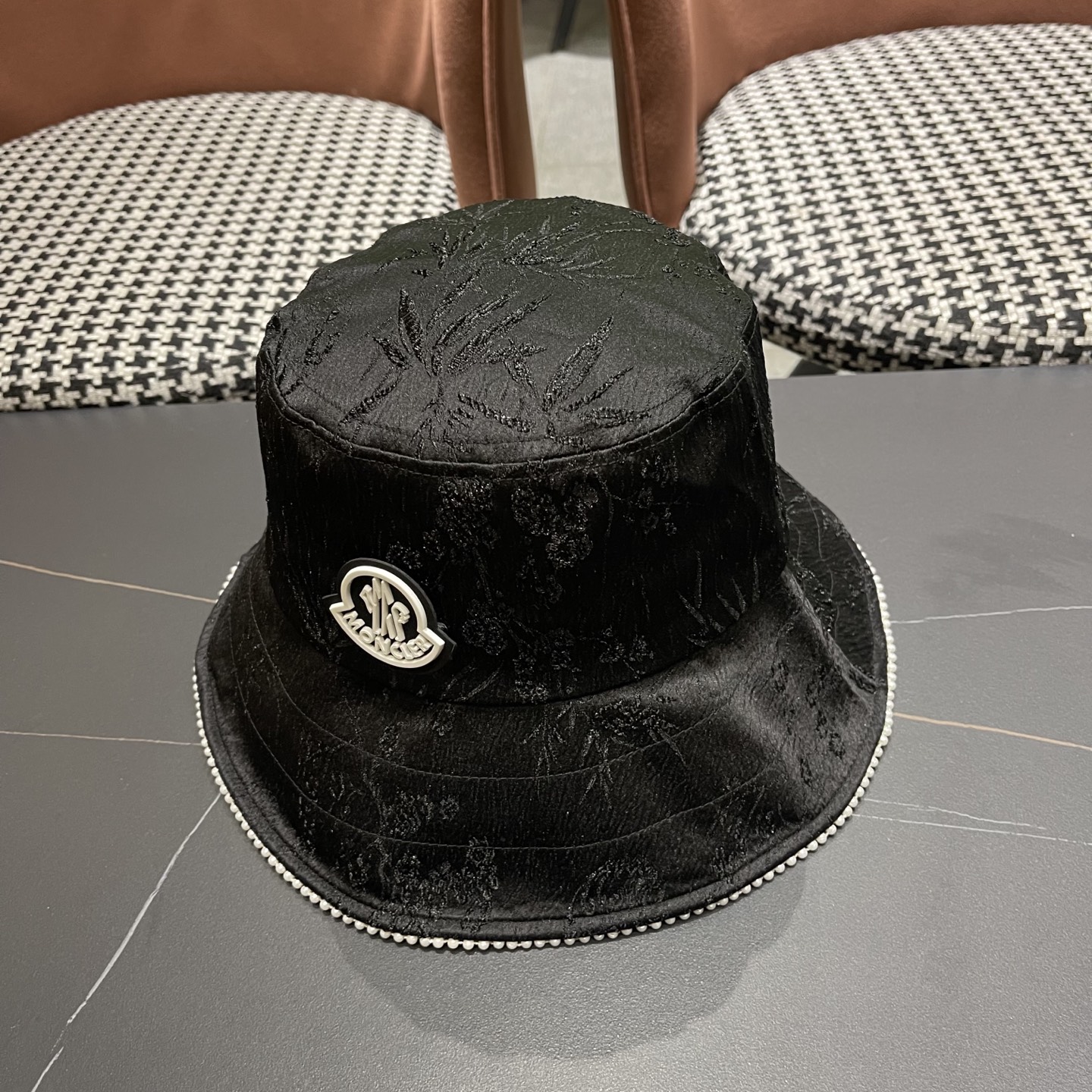 蒙口MONCLER 夏季薄款透气丝光缎面渔夫帽国风花纹日系百搭时尚遞阳帽品脸小潮