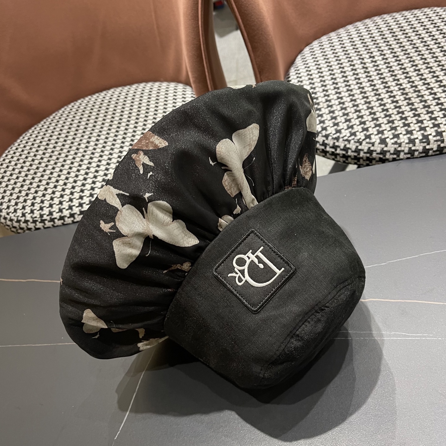 迪奥Dior优雅蝴蝶印花遮阳帽女春夏季可折叠防晒太阳帽后开口旅游渔夫帽夏