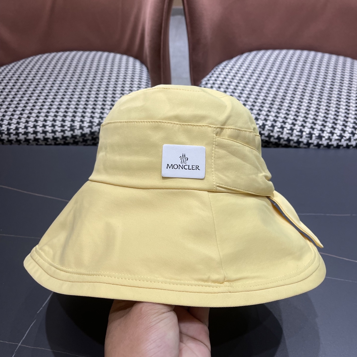 蒙口Moncler🆕新款蝴蝶结渔夫帽夏季薄款防紫外线遮阳防晒帽户外透气太阳帽子女