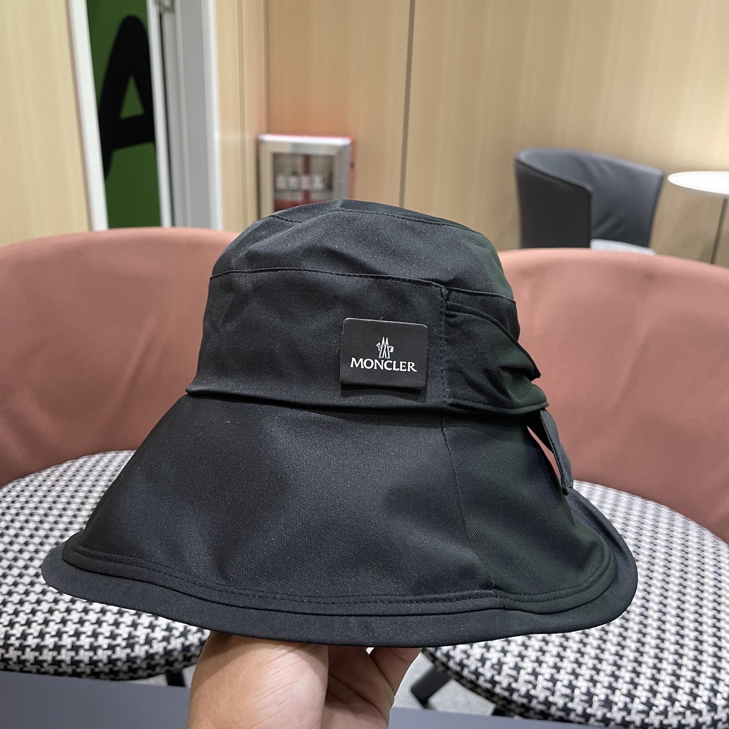 蒙口Moncler🆕新款蝴蝶结渔夫帽夏季薄款防紫外线遮阳防晒帽户外透气太阳帽子女