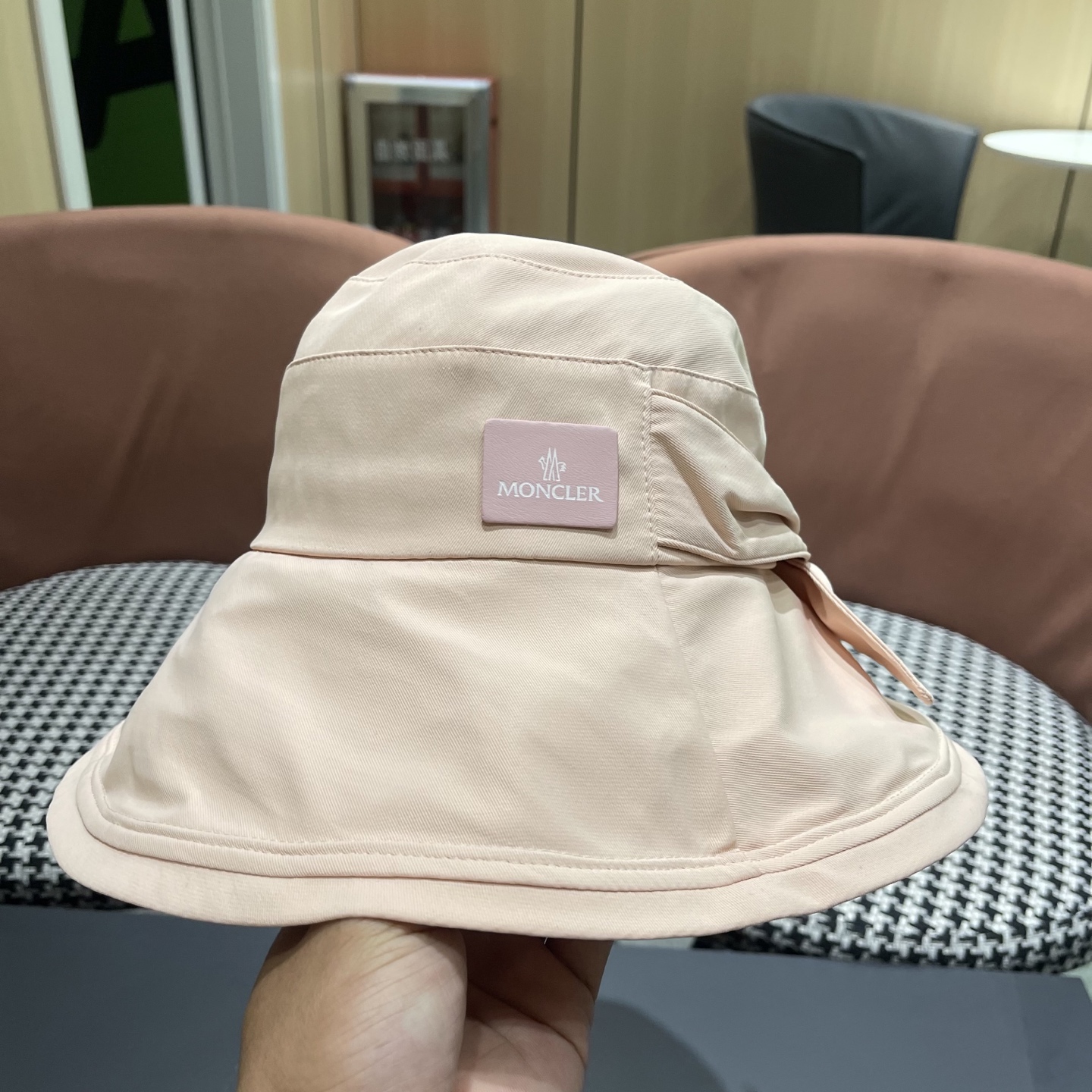 蒙口Moncler🆕新款蝴蝶结渔夫帽夏季薄款防紫外线遮阳防晒帽户外透气太阳帽子女