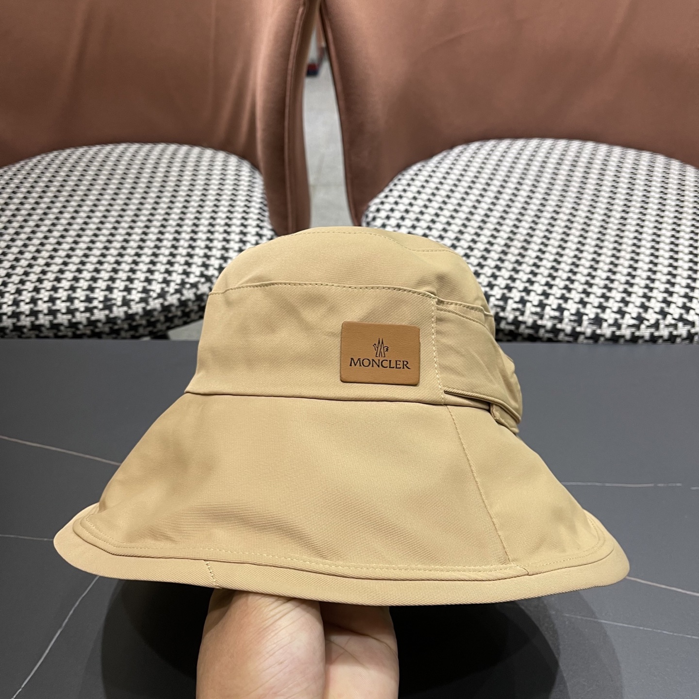 蒙口Moncler🆕新款蝴蝶结渔夫帽夏季薄款防紫外线遮阳防晒帽户外透气太阳帽子女