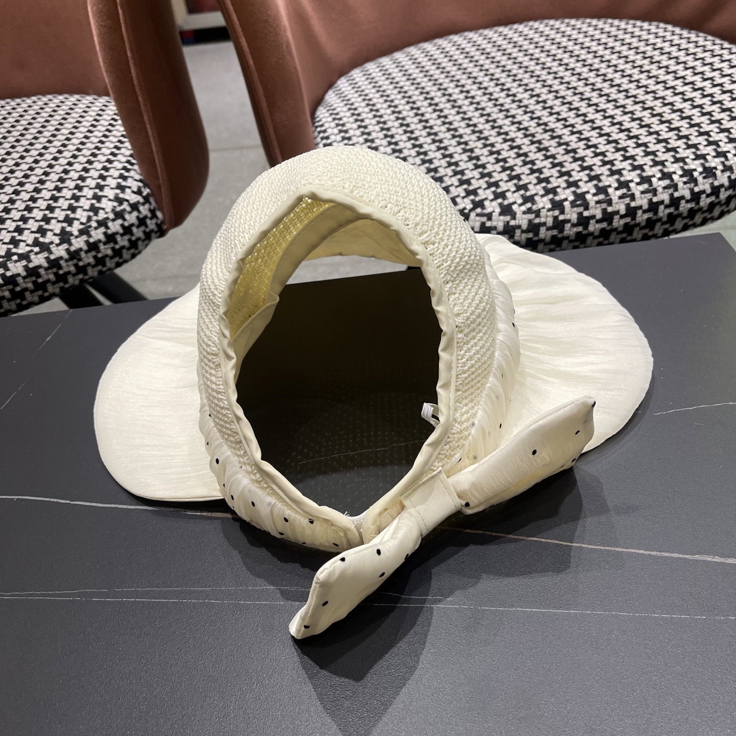  香奈儿CHANEL新款遮阳空顶帽可爱蝴蝶结遮脸防紫外外线太阳帽大檐防晒帽子女夏季