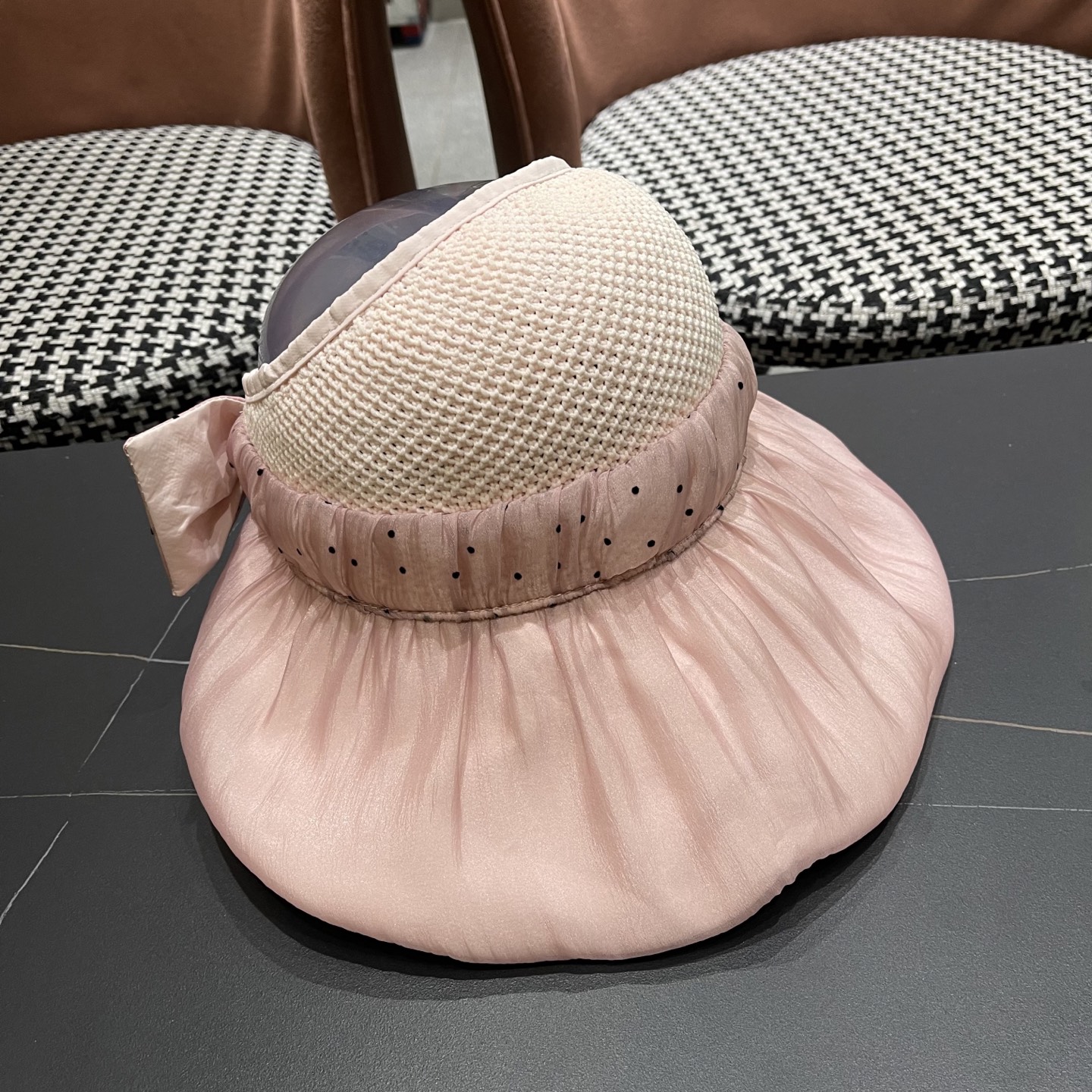  香奈儿CHANEL新款遮阳空顶帽可爱蝴蝶结遮脸防紫外外线太阳帽大檐防晒帽子女夏季