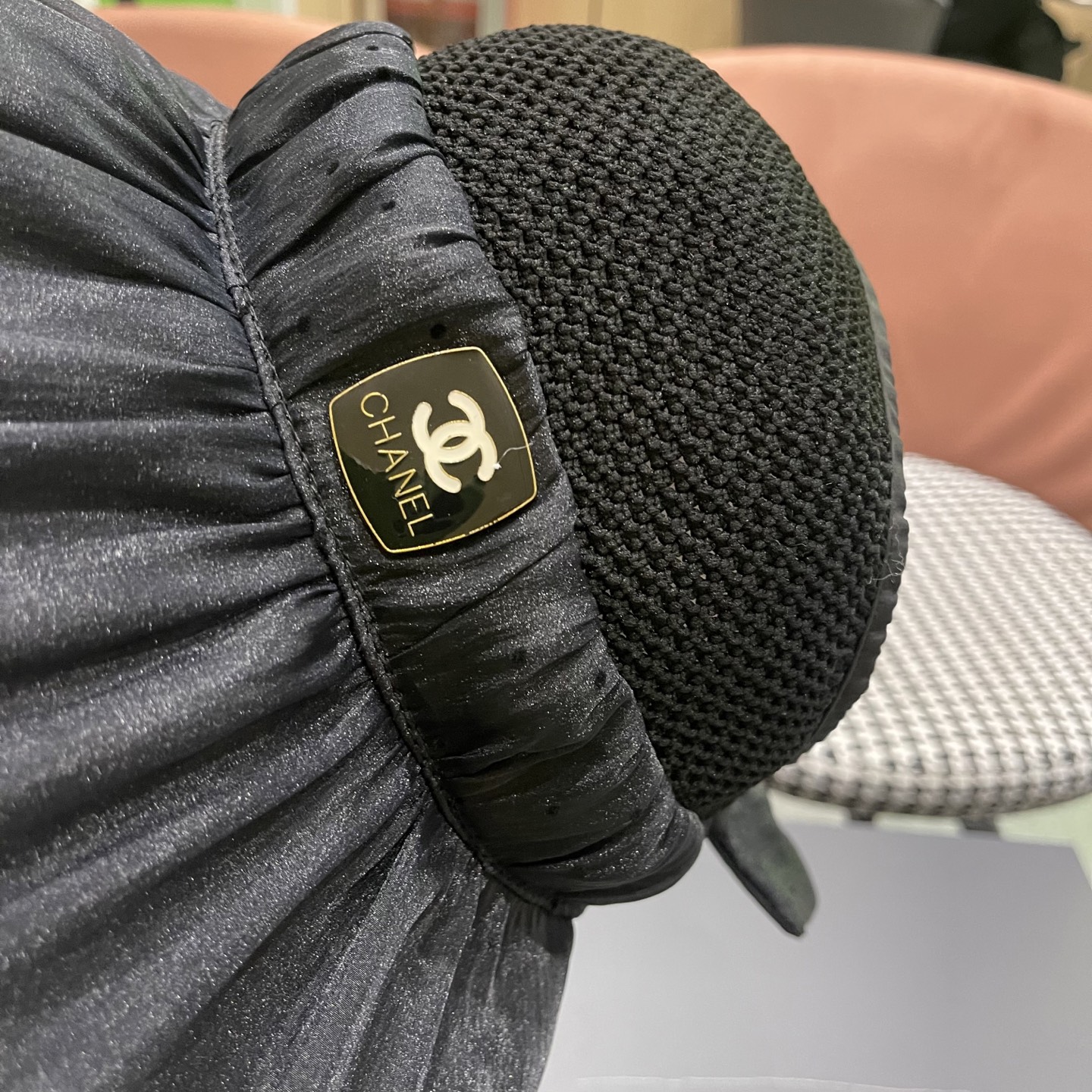  香奈儿CHANEL新款遮阳空顶帽可爱蝴蝶结遮脸防紫外外线太阳帽大檐防晒帽子女夏季