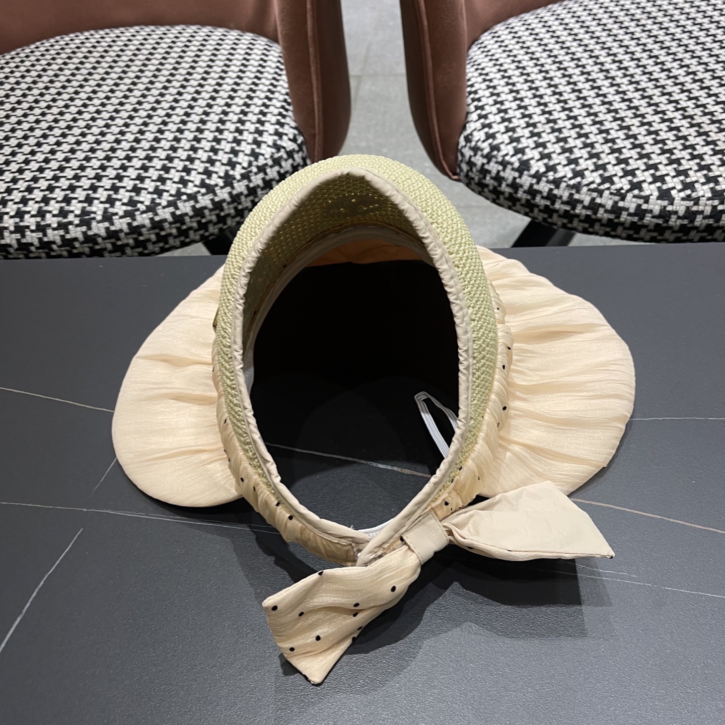  香奈儿CHANEL新款遮阳空顶帽可爱蝴蝶结遮脸防紫外外线太阳帽大檐防晒帽子女夏季