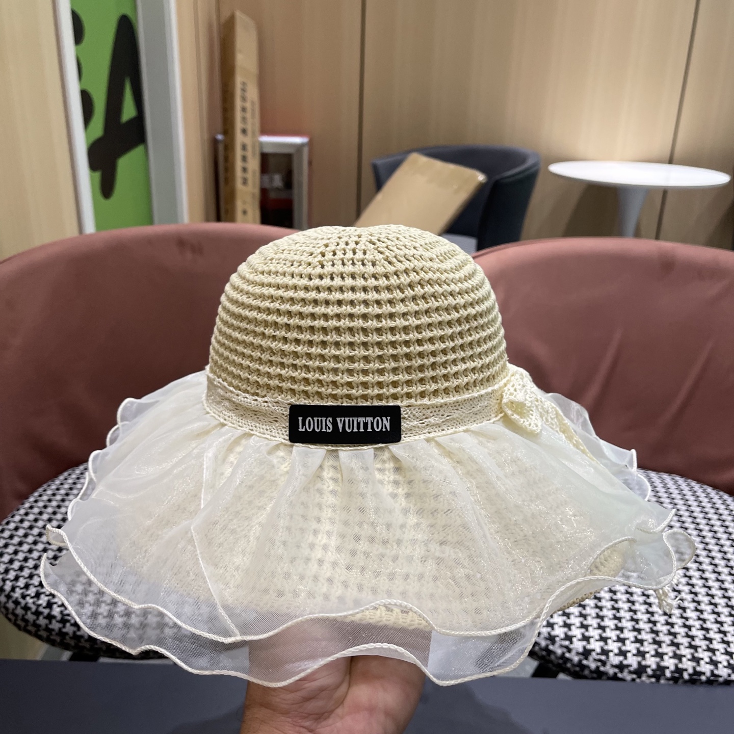  Lv路易威登 2025新款蕾丝大帽檐帽女夏季海边沙滩遮阳防晒
帽草编遮全脸防紫外线帽子