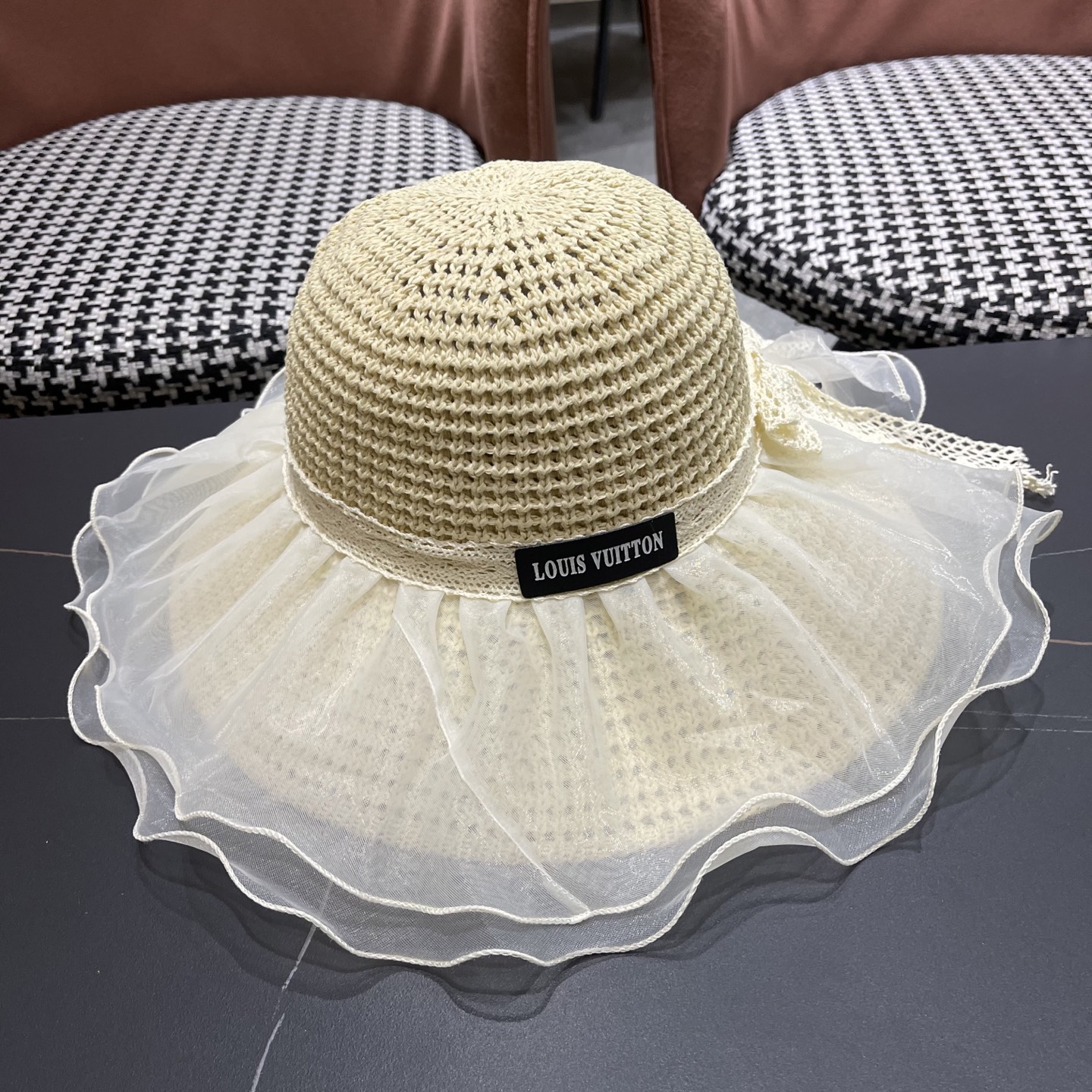 Lv路易威登 2025新款蕾丝大帽檐帽女夏季海边沙滩遮阳防晒
帽草编遮全脸防紫外线帽子