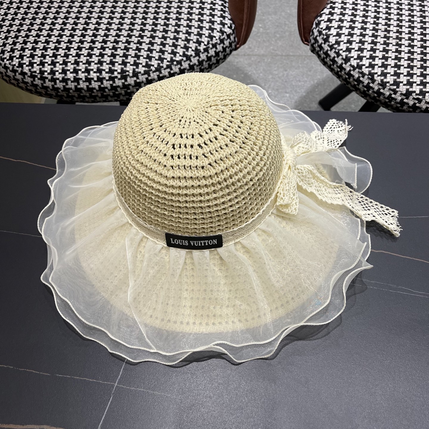  Lv路易威登 2025新款蕾丝大帽檐帽女夏季海边沙滩遮阳防晒
帽草编遮全脸防紫外线帽子