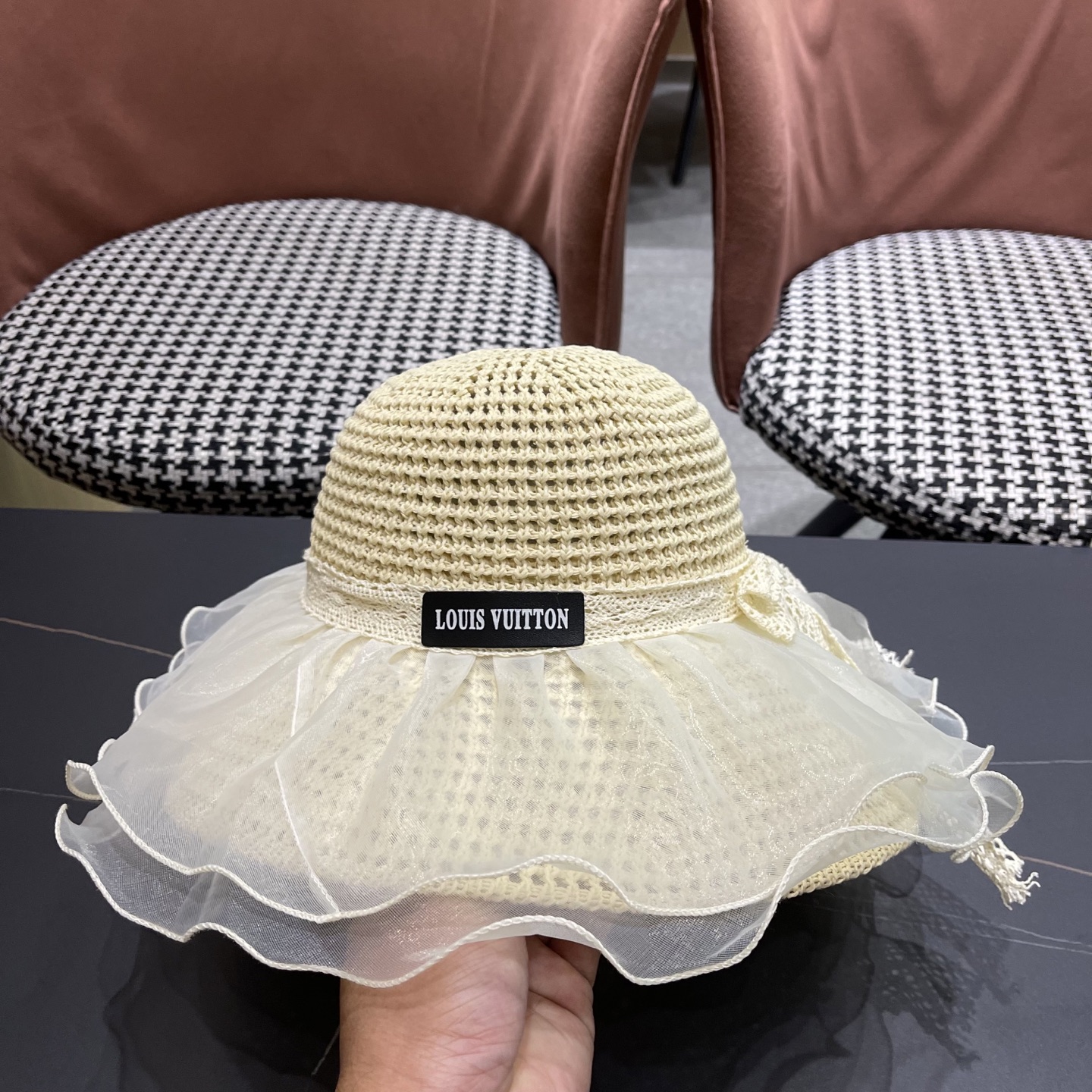  Lv路易威登 2025新款蕾丝大帽檐帽女夏季海边沙滩遮阳防晒
帽草编遮全脸防紫外线帽子
