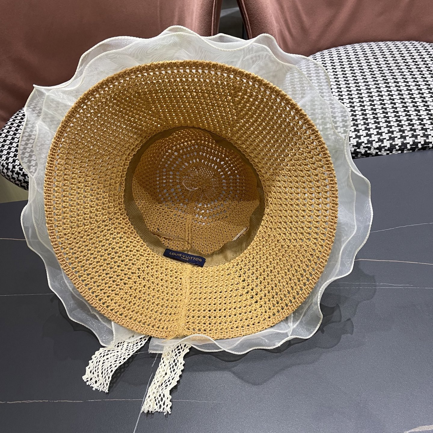  Lv路易威登 2025新款蕾丝大帽檐帽女夏季海边沙滩遮阳防晒
帽草编遮全脸防紫外线帽子
