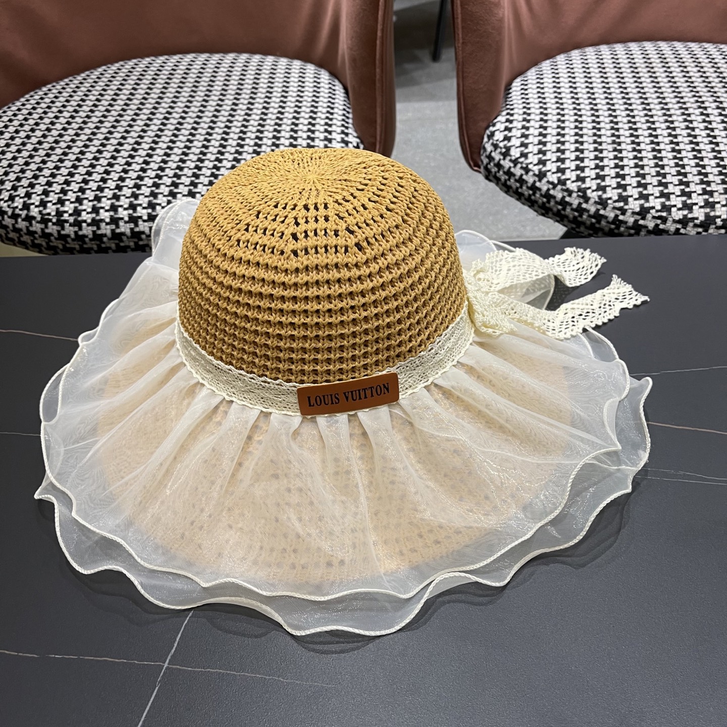  Lv路易威登 2025新款蕾丝大帽檐帽女夏季海边沙滩遮阳防晒
帽草编遮全脸防紫外线帽子