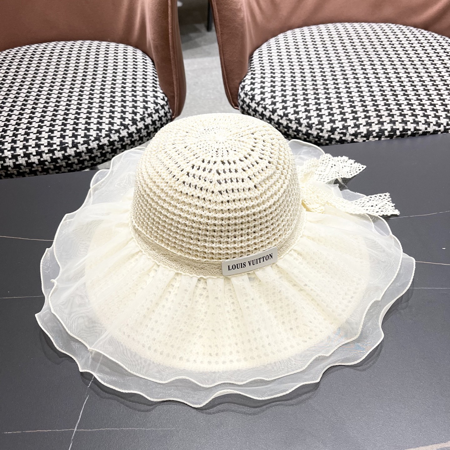  Lv路易威登 2025新款蕾丝大帽檐帽女夏季海边沙滩遮阳防晒
帽草编遮全脸防紫外线帽子