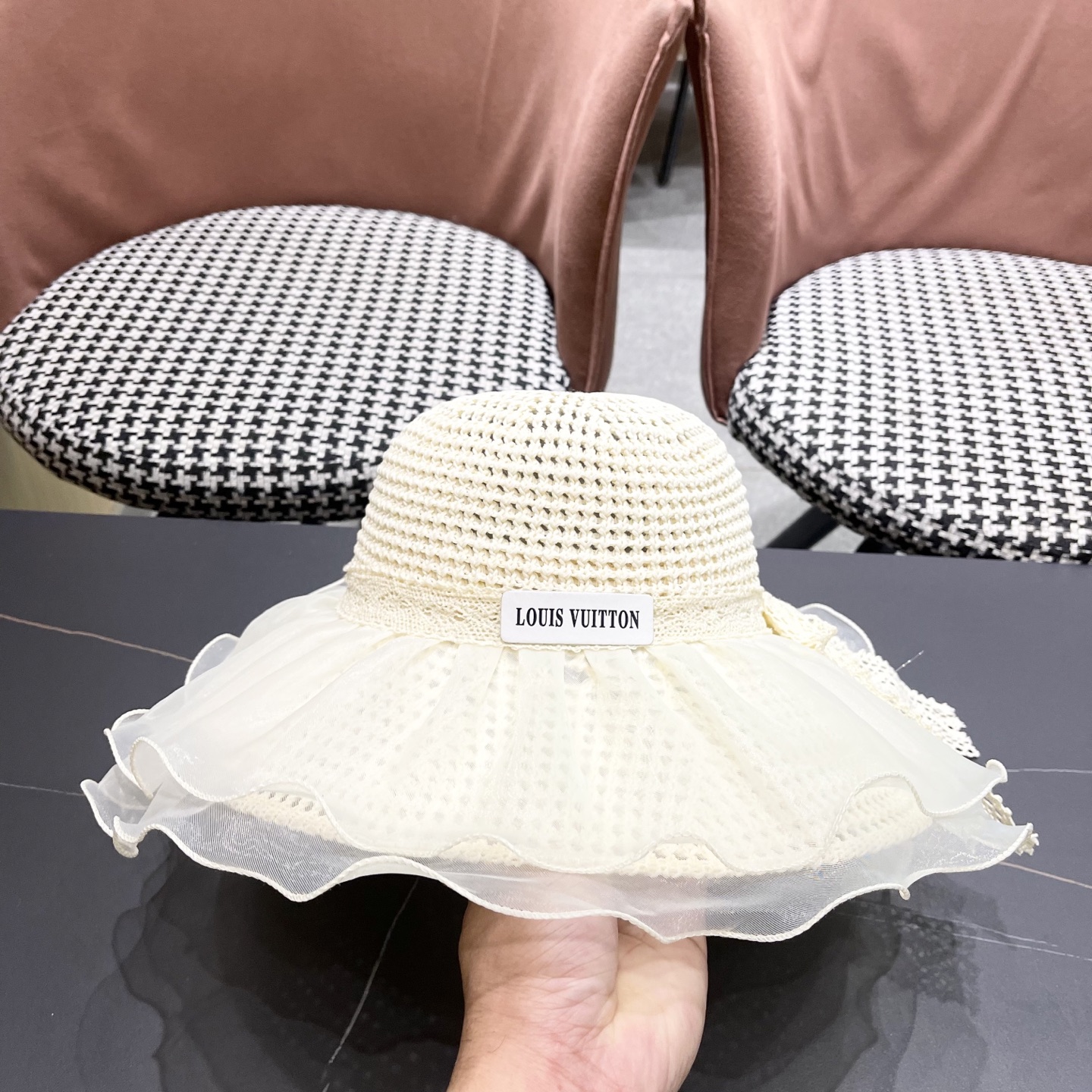  Lv路易威登 2025新款蕾丝大帽檐帽女夏季海边沙滩遮阳防晒
帽草编遮全脸防紫外线帽子