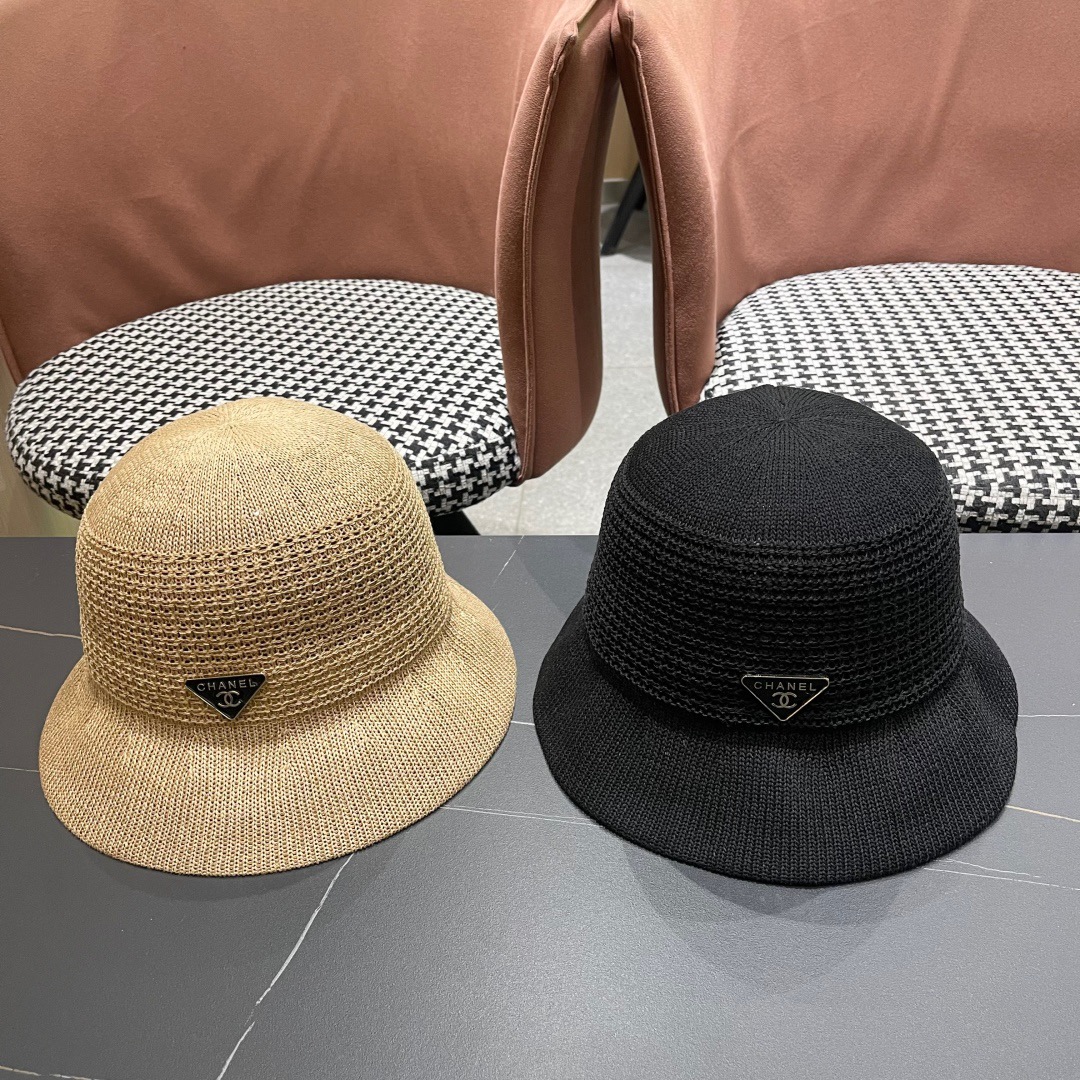  香奈儿Chanel 2025新款镂空透气渔夫帽子女夏天百搭可折叠显脸小盆帽遮阳防晒太阳帽 