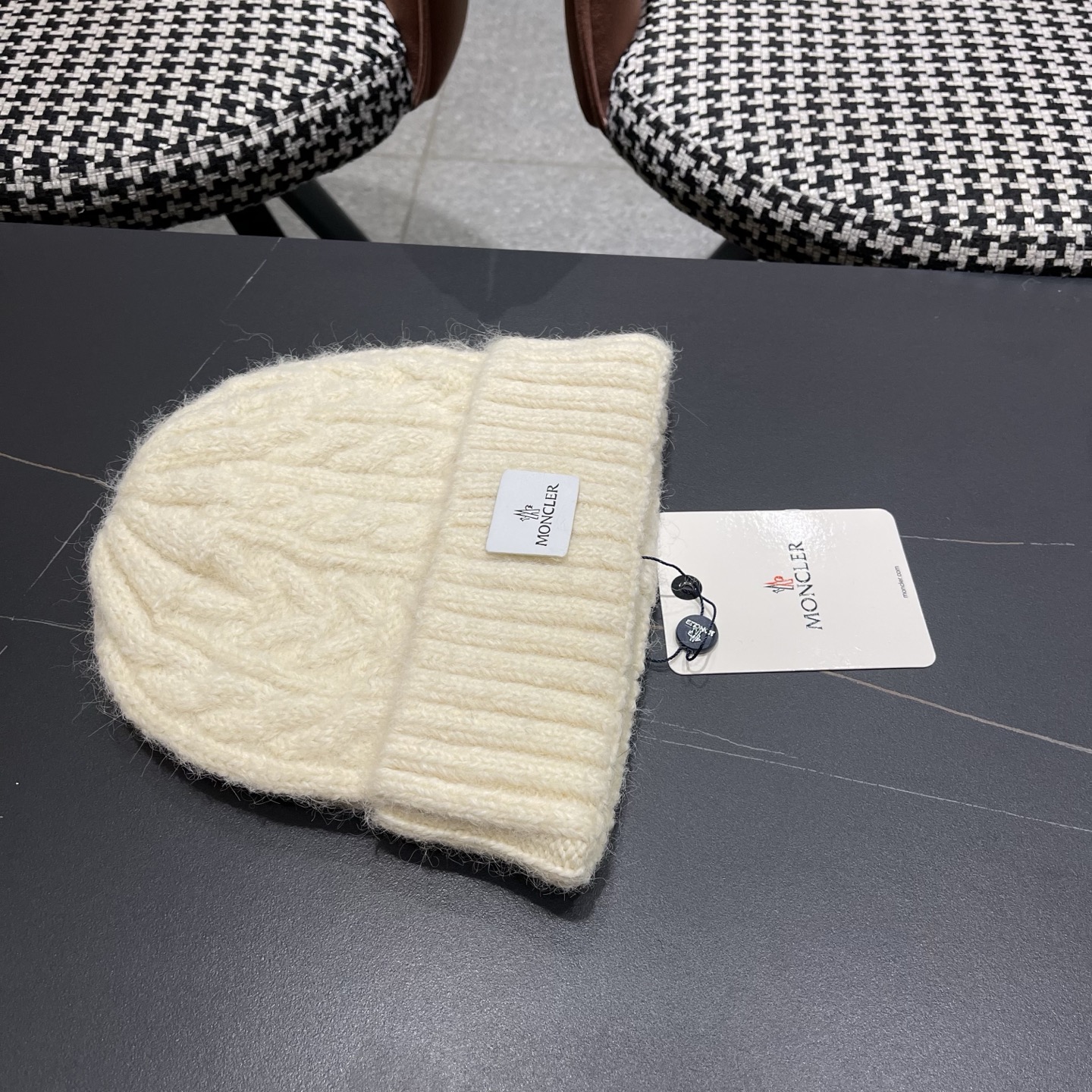  【MONCLER蒙口秋冬加厚加绒边保暖加厚男士针织帽户外护耳毛线帽女