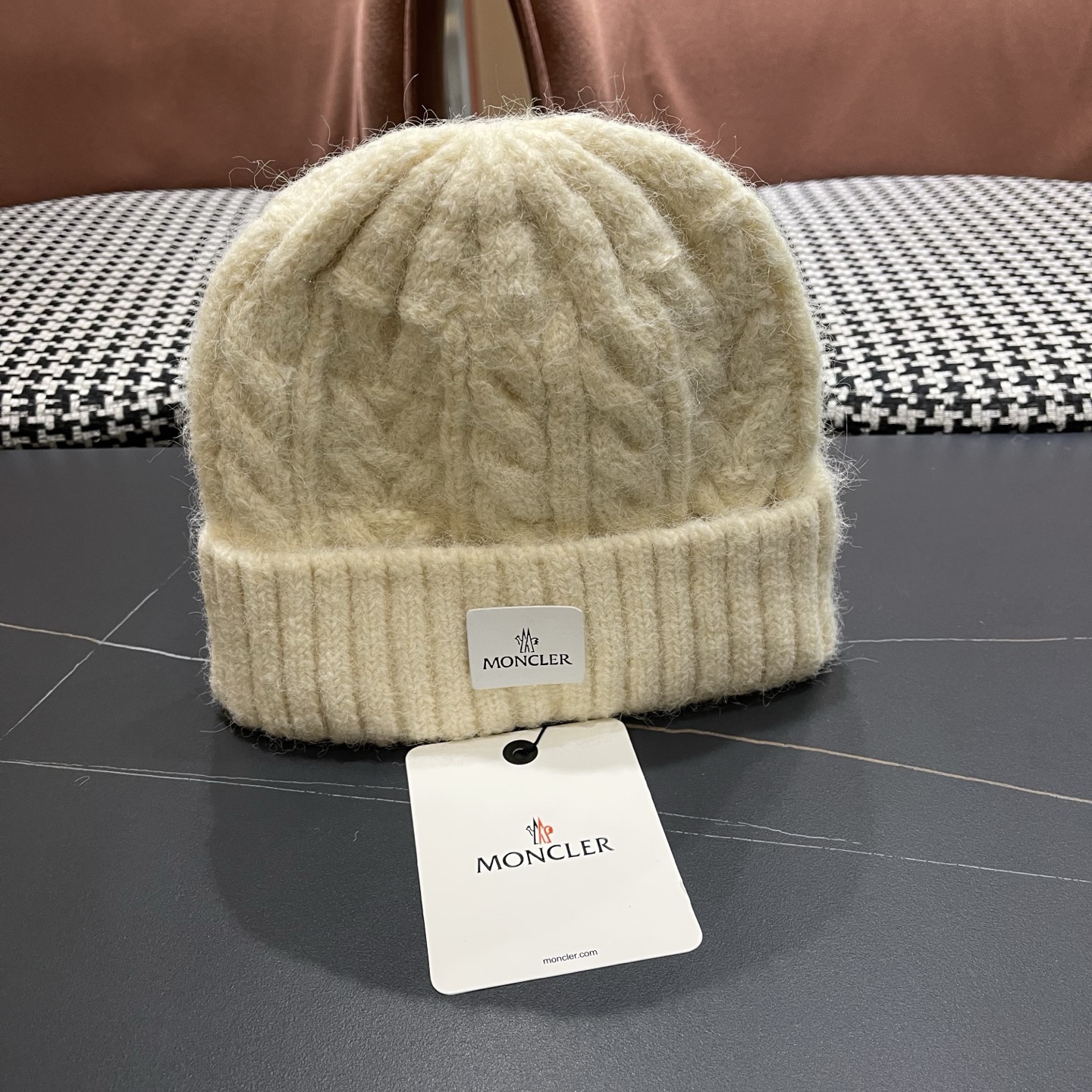  【MONCLER蒙口秋冬加厚加绒边保暖加厚男士针织帽户外护耳毛线帽女