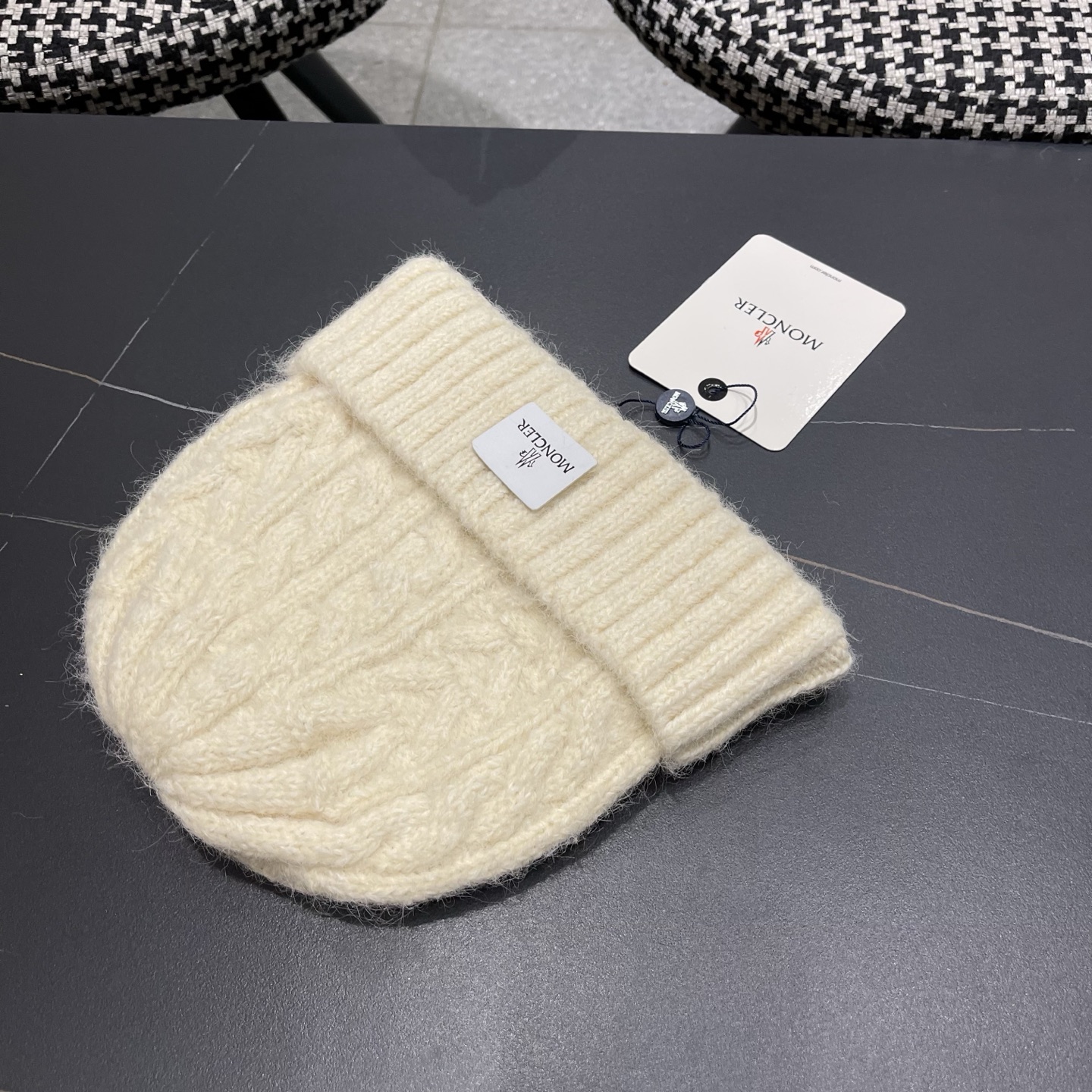  【MONCLER蒙口秋冬加厚加绒边保暖加厚男士针织帽户外护耳毛线帽女