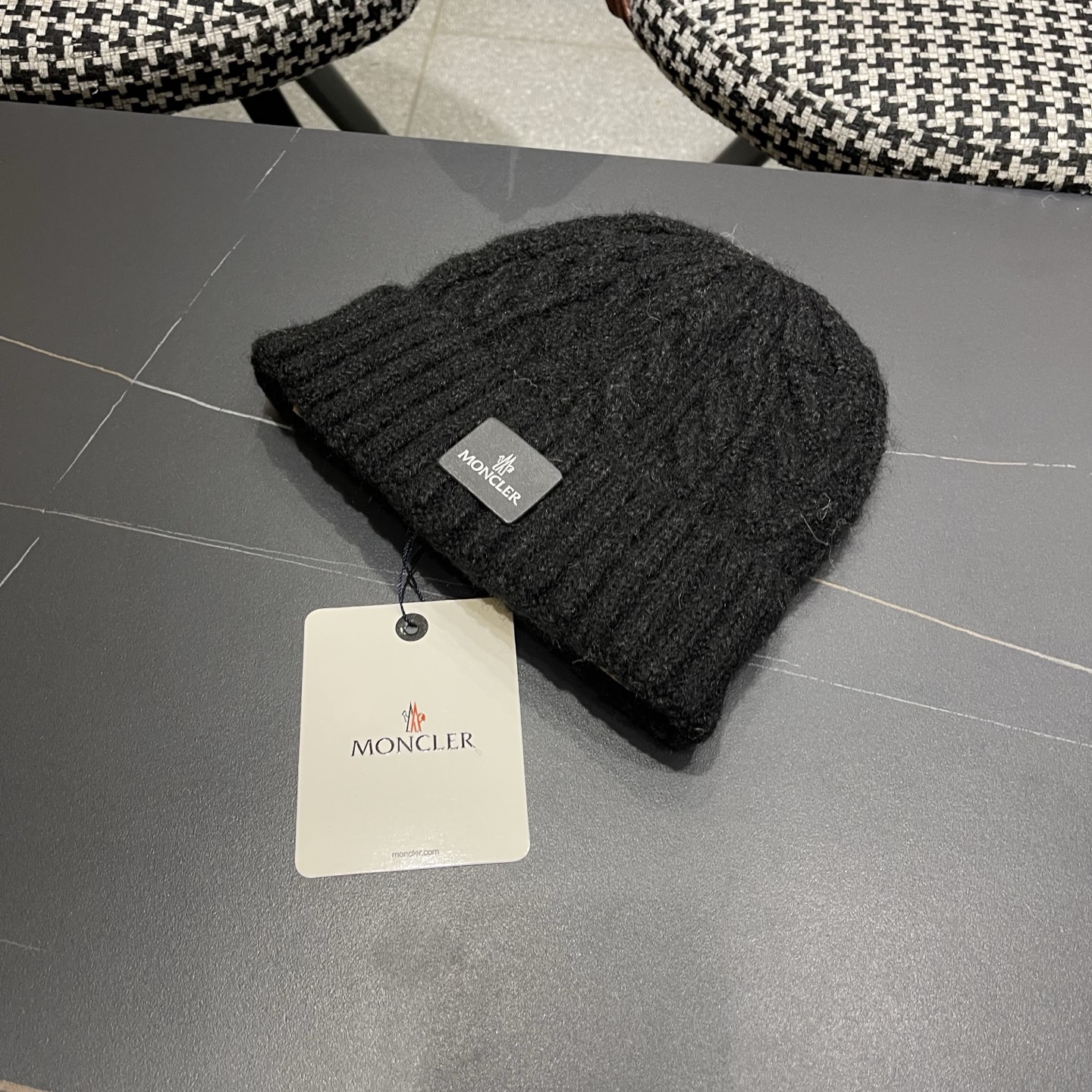  【MONCLER蒙口秋冬加厚加绒边保暖加厚男士针织帽户外护耳毛线帽女