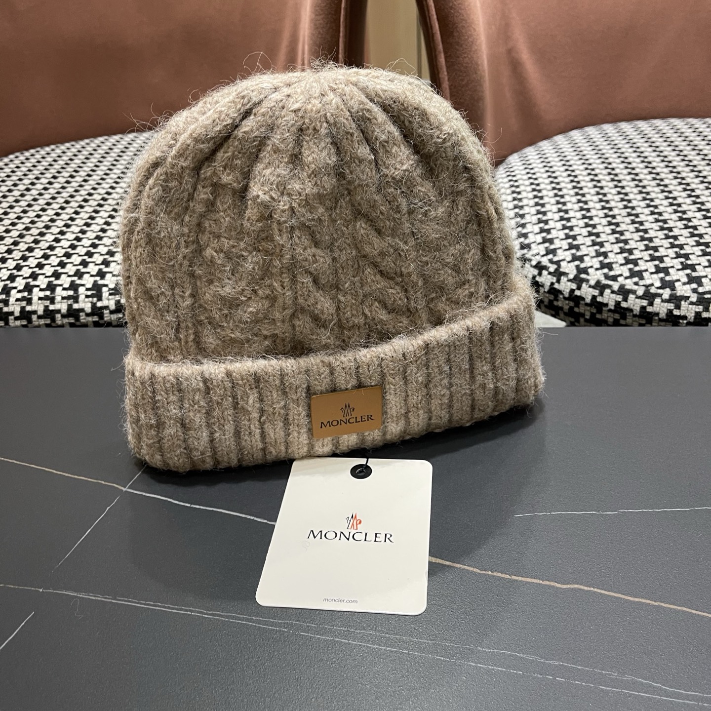  【MONCLER蒙口秋冬加厚加绒边保暖加厚男士针织帽户外护耳毛线帽女