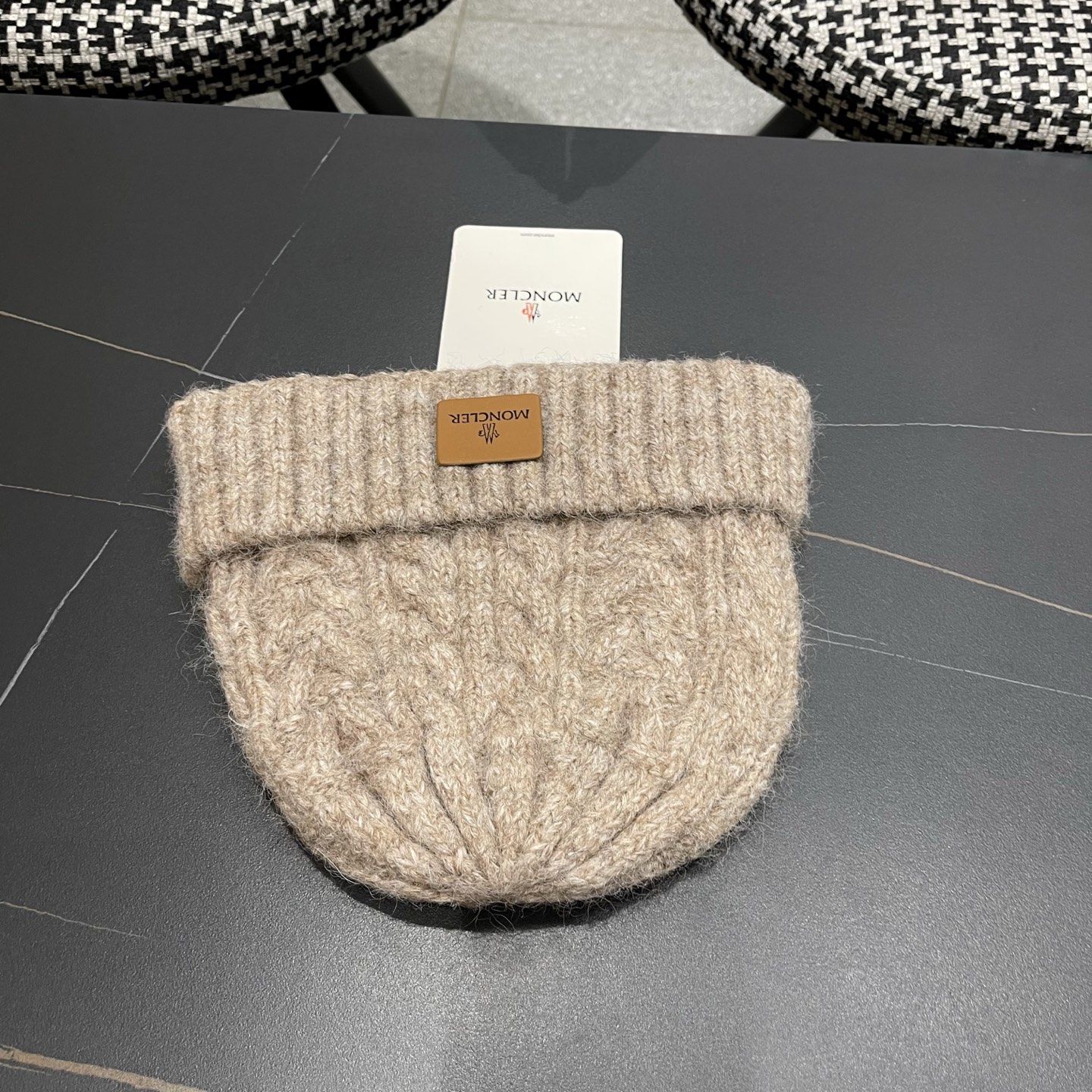  【MONCLER蒙口秋冬加厚加绒边保暖加厚男士针织帽户外护耳毛线帽女