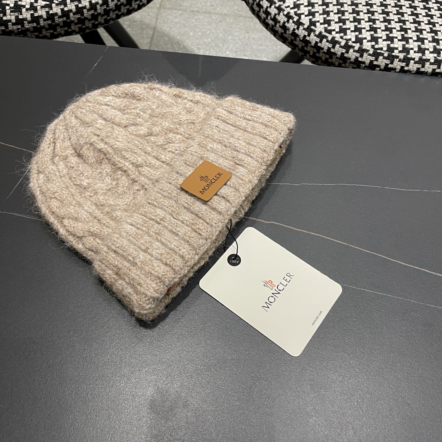  【MONCLER蒙口秋冬加厚加绒边保暖加厚男士针织帽户外护耳毛线帽女