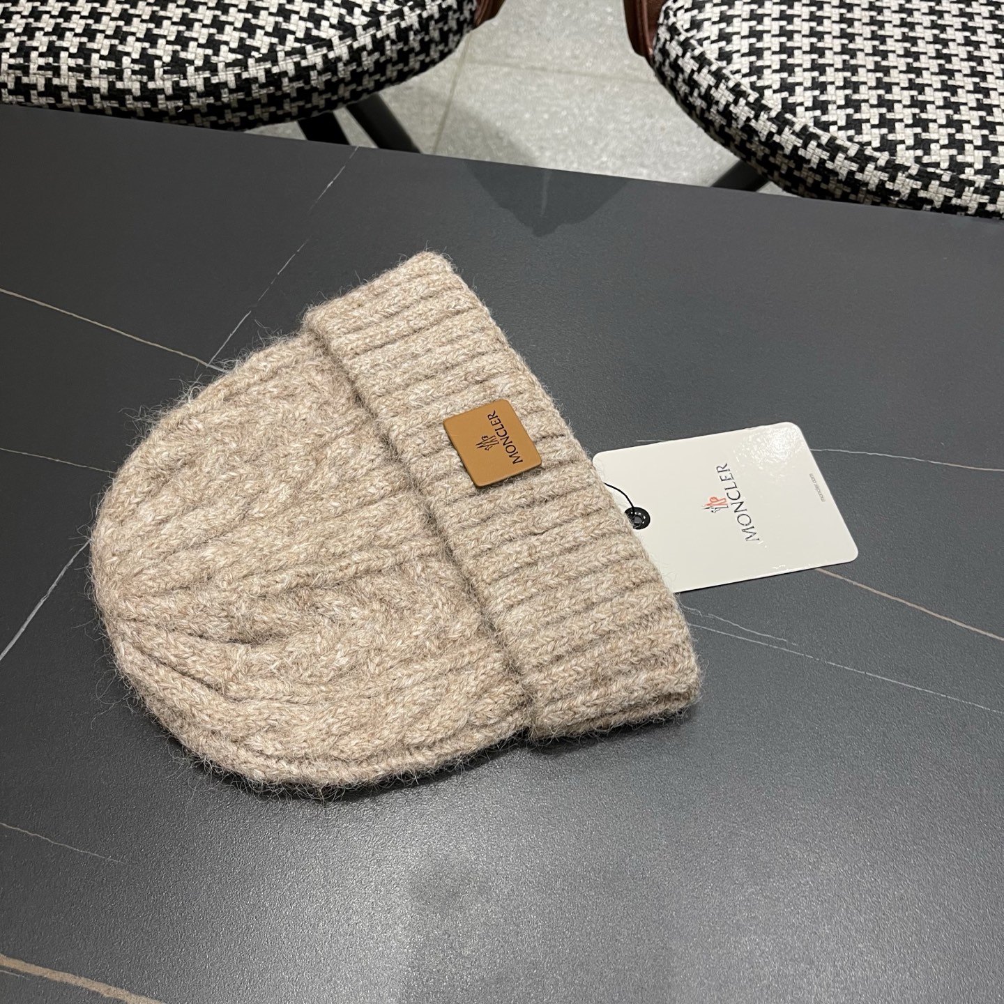  【MONCLER蒙口秋冬加厚加绒边保暖加厚男士针织帽户外护耳毛线帽女