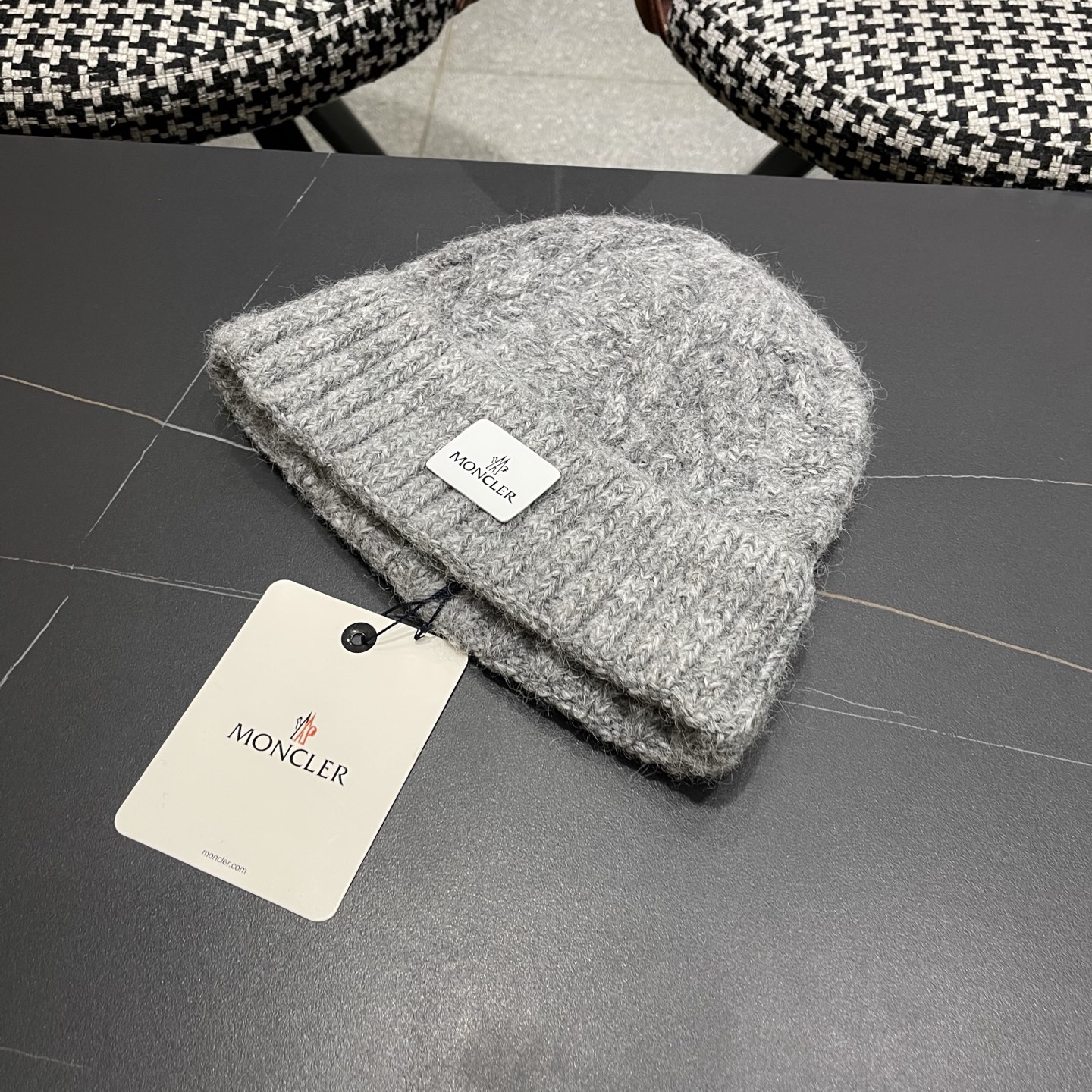  【MONCLER蒙口秋冬加厚加绒边保暖加厚男士针织帽户外护耳毛线帽女