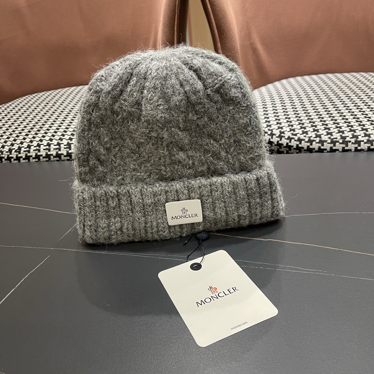  【MONCLER蒙口秋冬加厚加绒边保暖加厚男士针织帽户外护耳毛线帽女